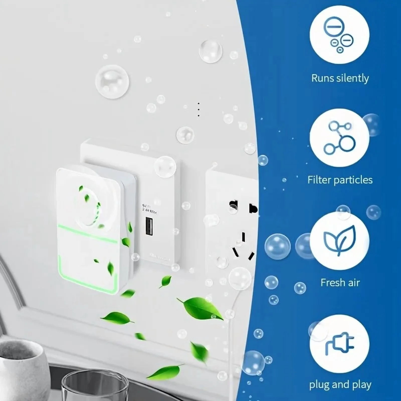 Quality Air Purifier with Portable Negative Ion, Useful for both indoor and outdoor use. - Model 3307E4