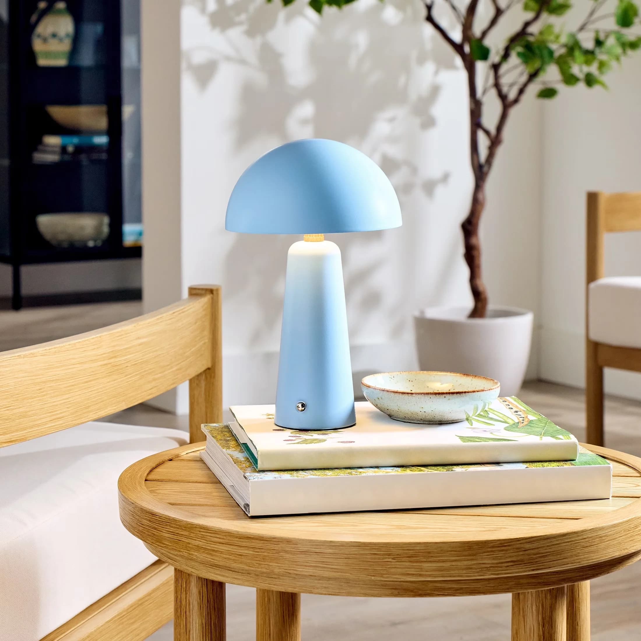 Quality Lamp with LED, Battery, 9.5" Blue Dome Rechargeable LED Portable - Blue Metal Model 4A6C4B
