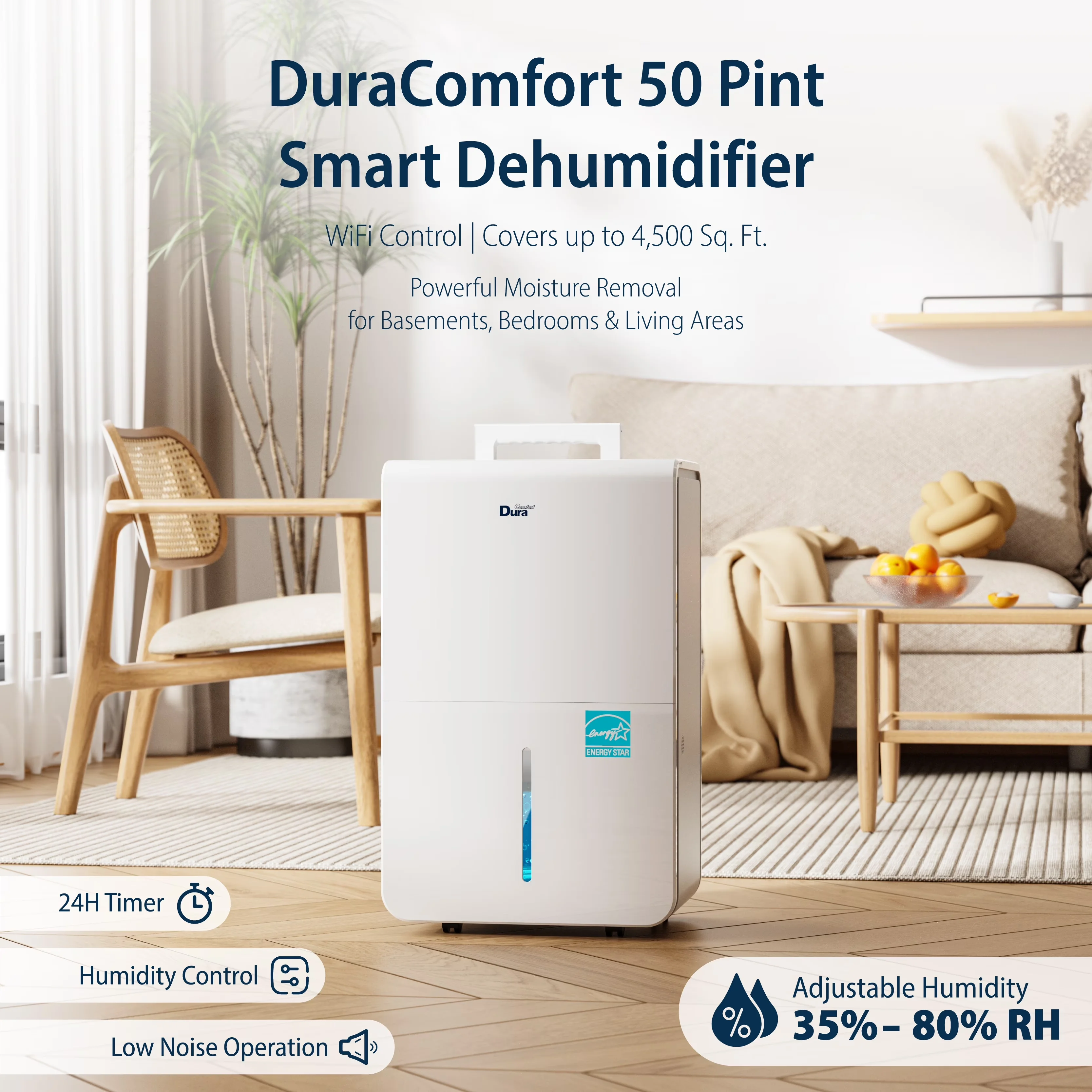 Dehumidifier Versatile with Remote Controlled, Energy Efficient - Basement Model 5B25AE