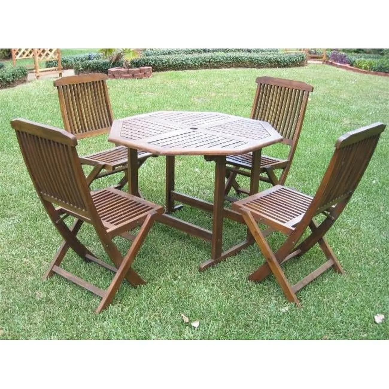 Essential Patio Dining Set with Folding, Customer Assembly Required Y/N: Y, Product Materials: Acacia Wood - Wood Frame Brown Model 1EE7D8