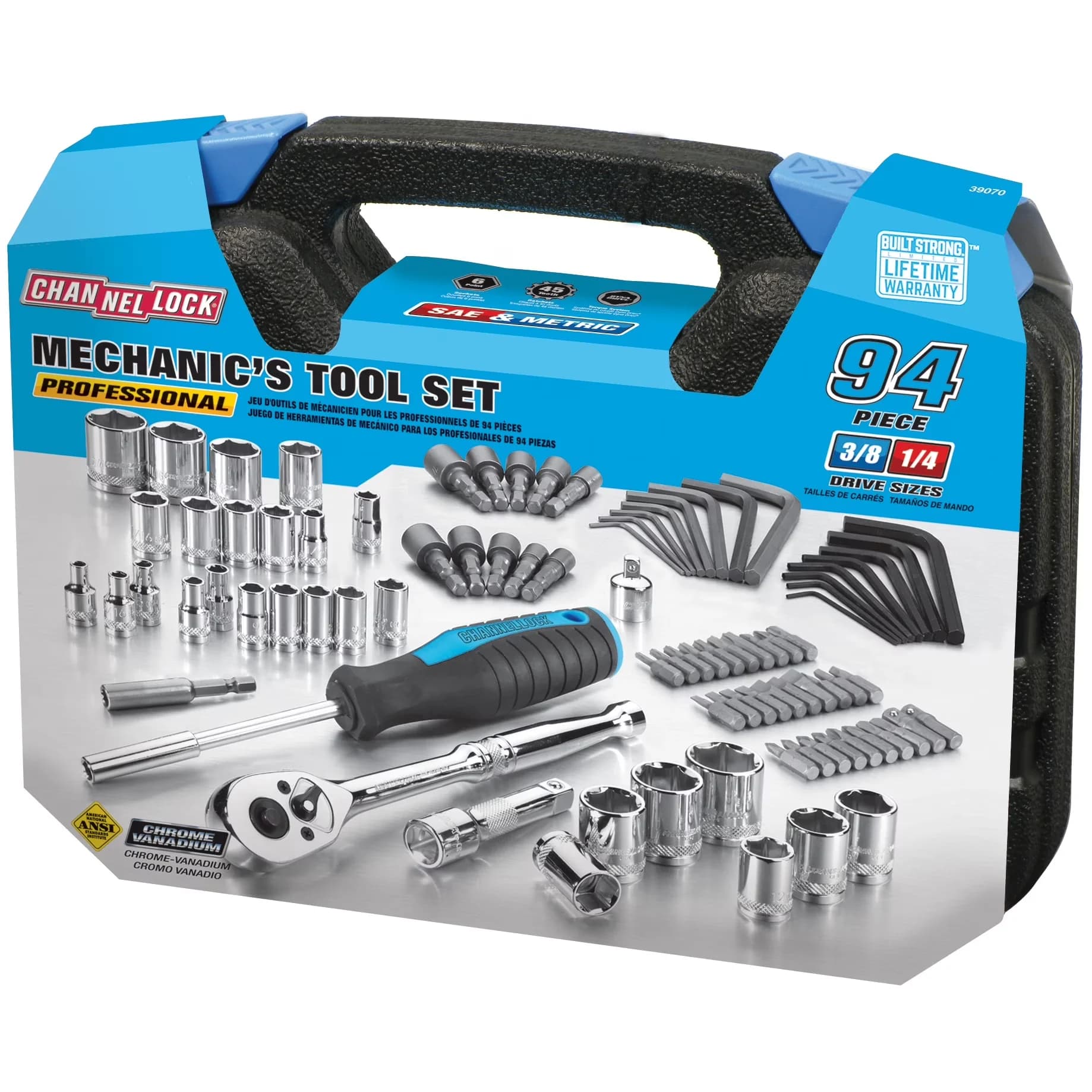 Premium Hand Tool Set with Magnetic, 94 pieces (39070) - Chrome Vanadium Silver Model 747CE1