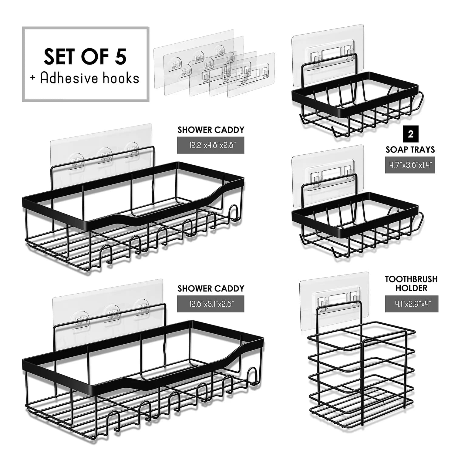 Essential Bathroom Renovation with Rust Resistant, Divided, Hanging - Black Heavy Duty Stainless Steel Model 2E2996