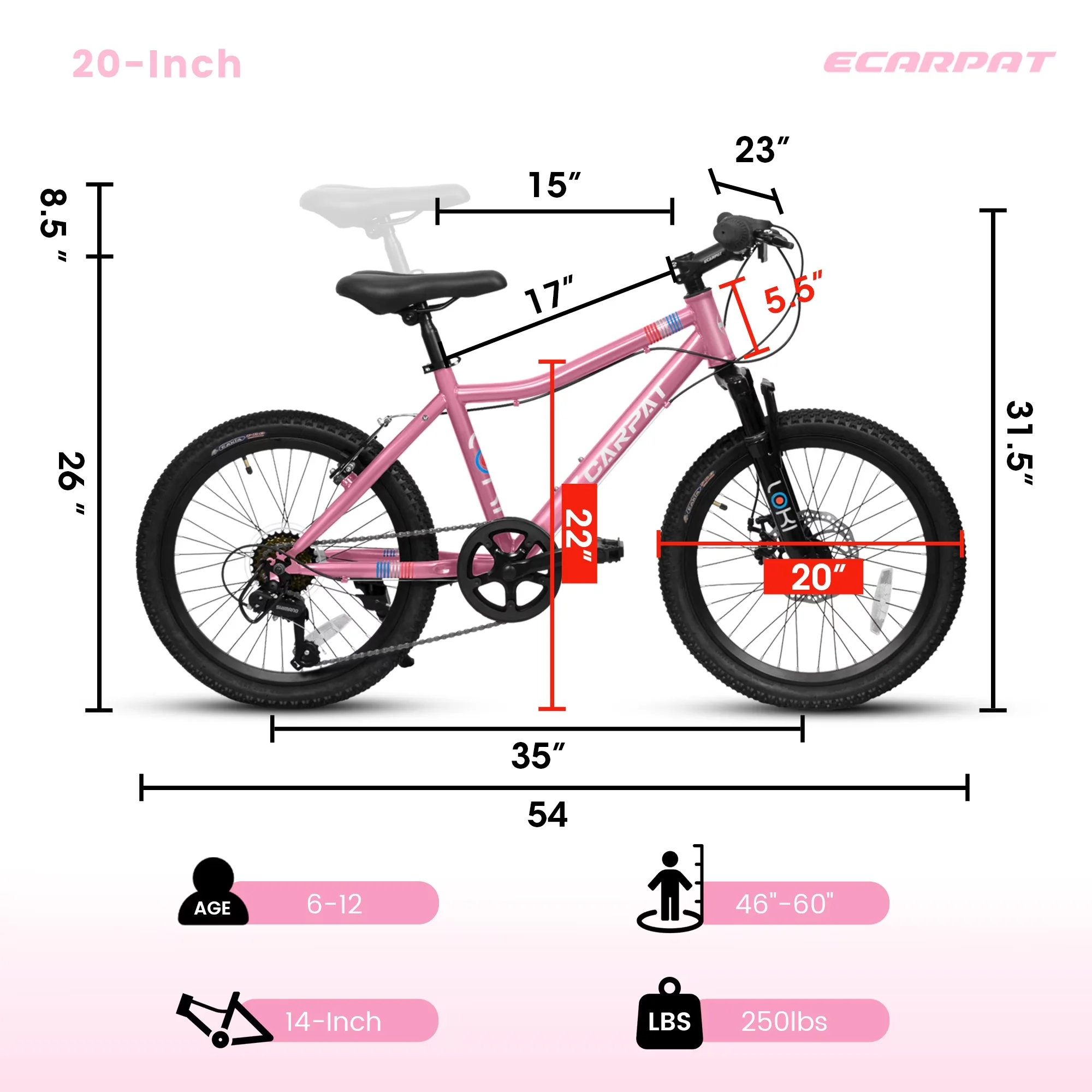 Kids Bike Modern with Adjustable Seat Height, Adjustable Height - Pink Model BF5D51