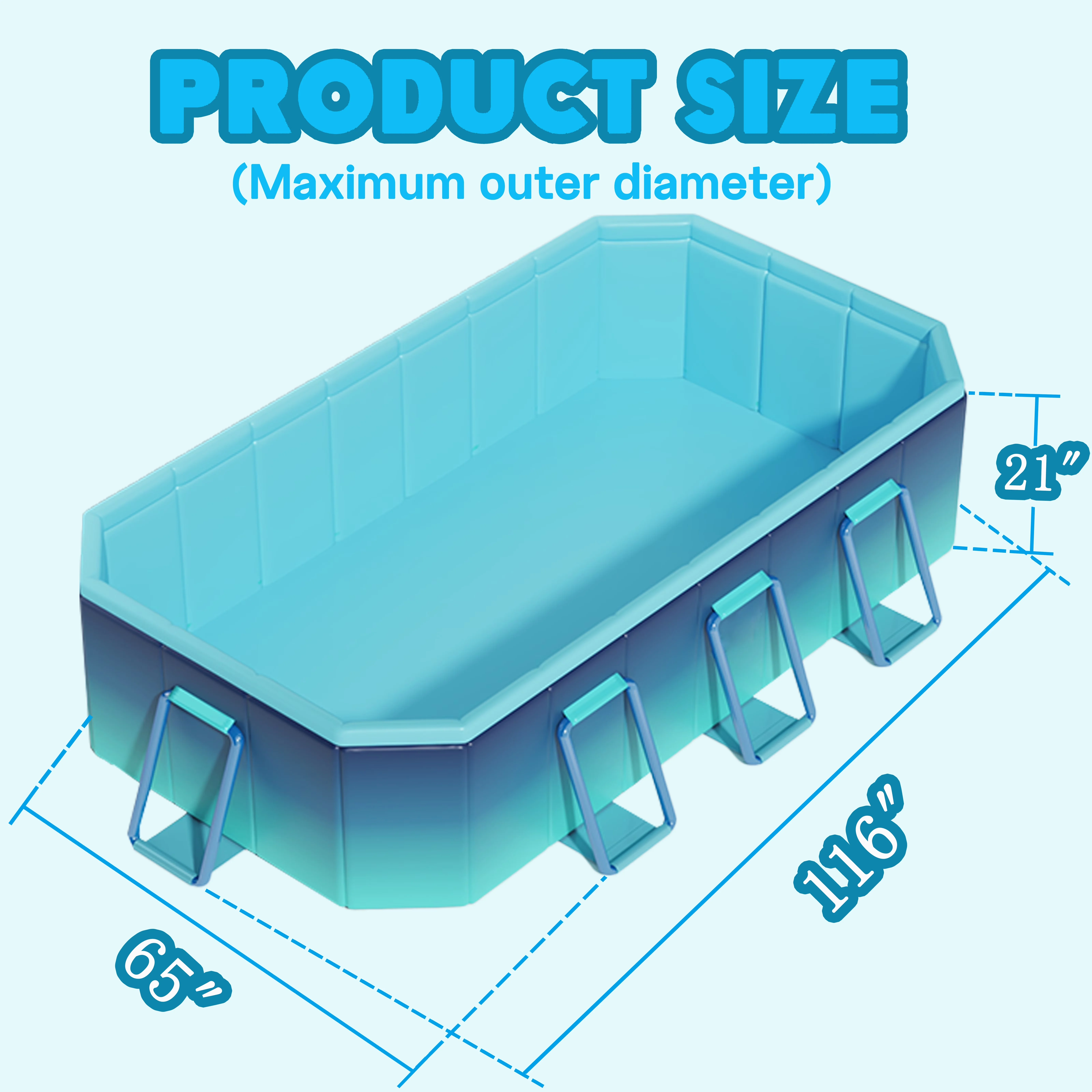 Compact Inflatable Pool with Fade Resistant, Uv Resistant - Blue Outdoor Model 90B11F