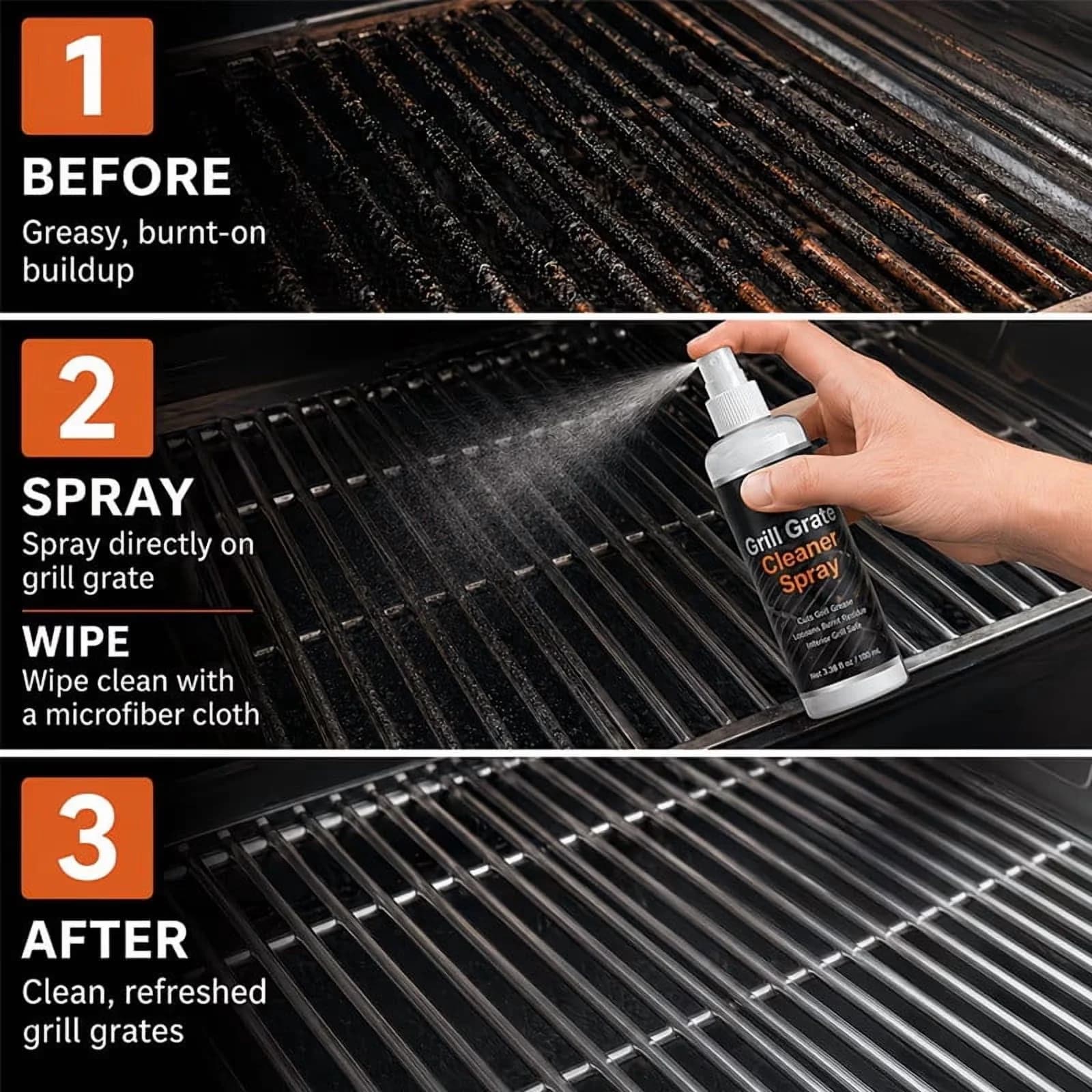 Premium Combo Grill with Streak-Free, Food Safe Non Corrosive Formula, Fast Acting Cleaning Spray - Model 760329