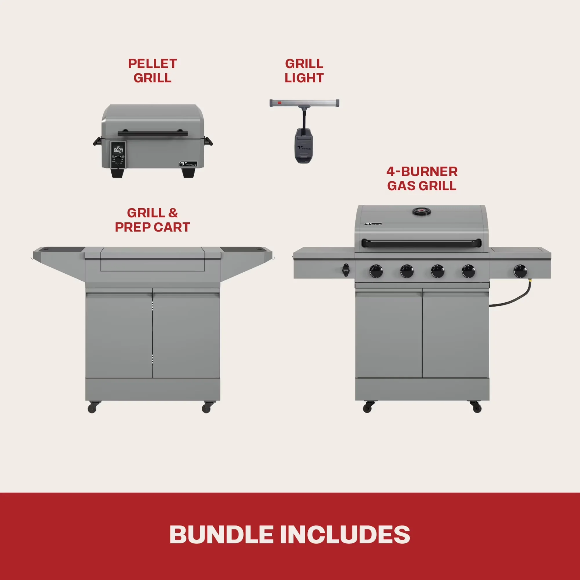 Stylish Smoker with and Grill Light, Cart, Pellet - Gray Powder Coated Steel Model A6C3DB