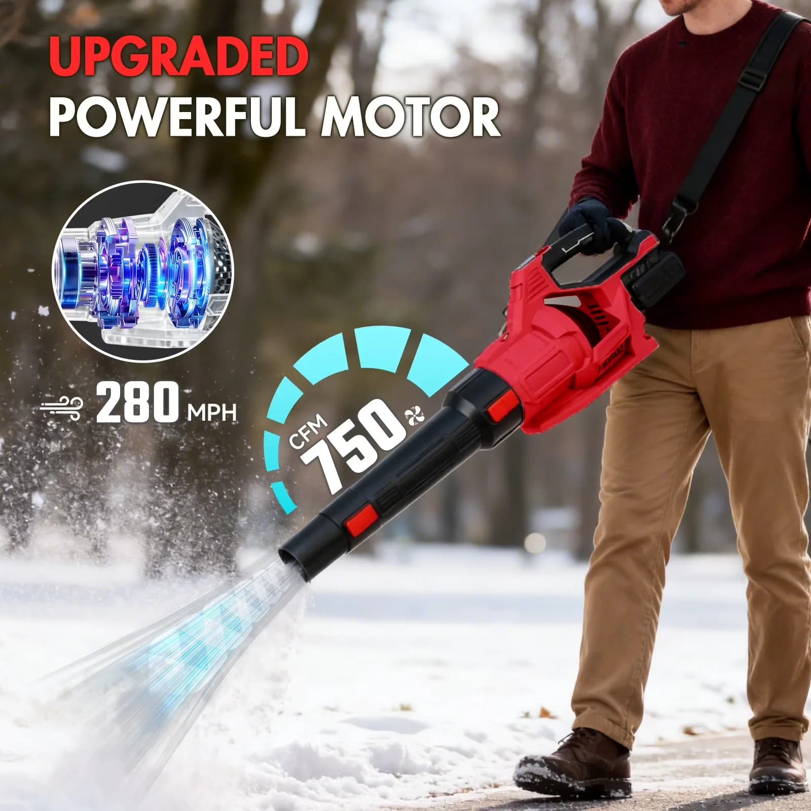 Premium Leaf Blower with Battery, 21V, 21V Cordless - Ergonomic Design Model 64C6D9