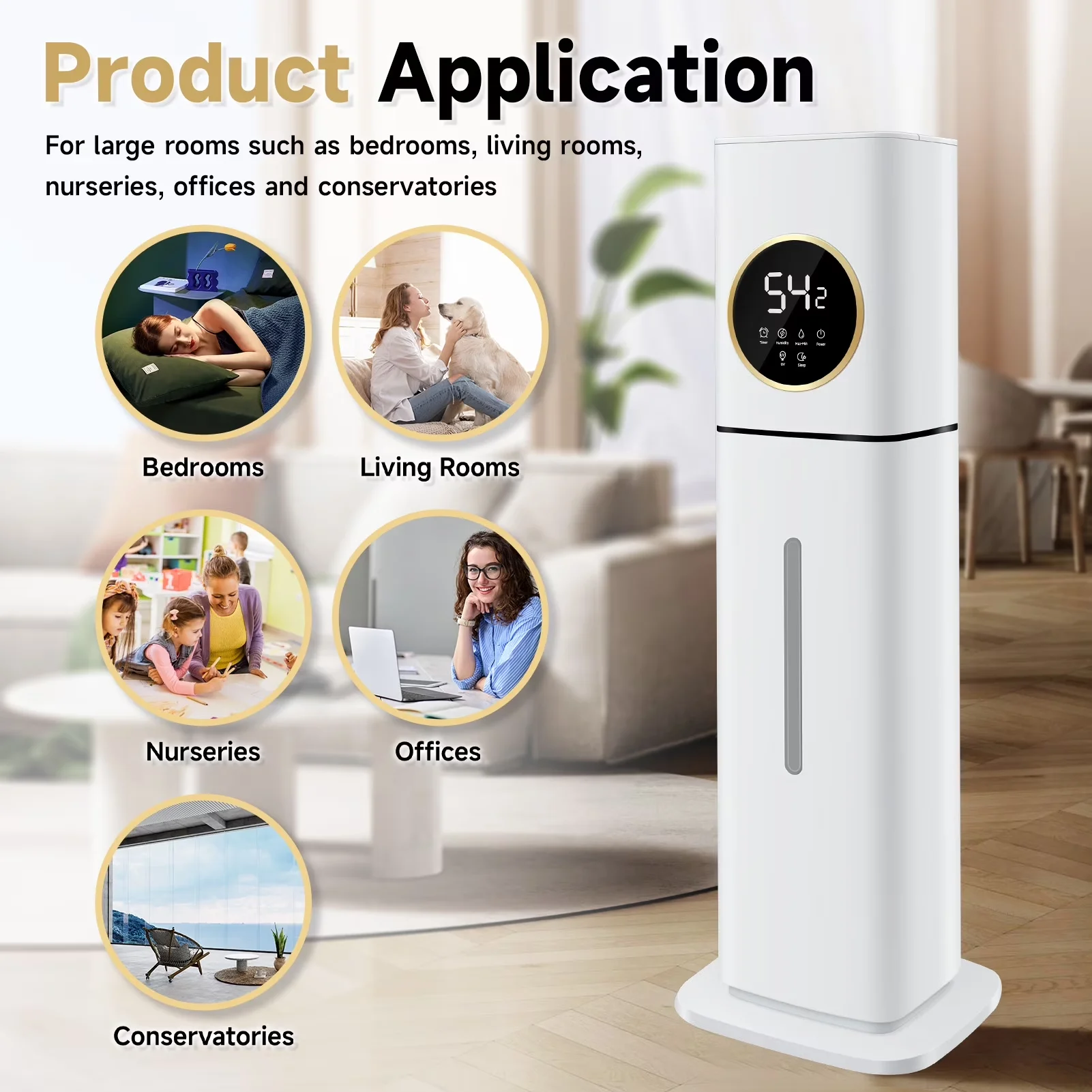 Modern Humidifier with Remote Controlled, Timer, Oil Diffuser - 8L for Large, Rooms Model 293FB4