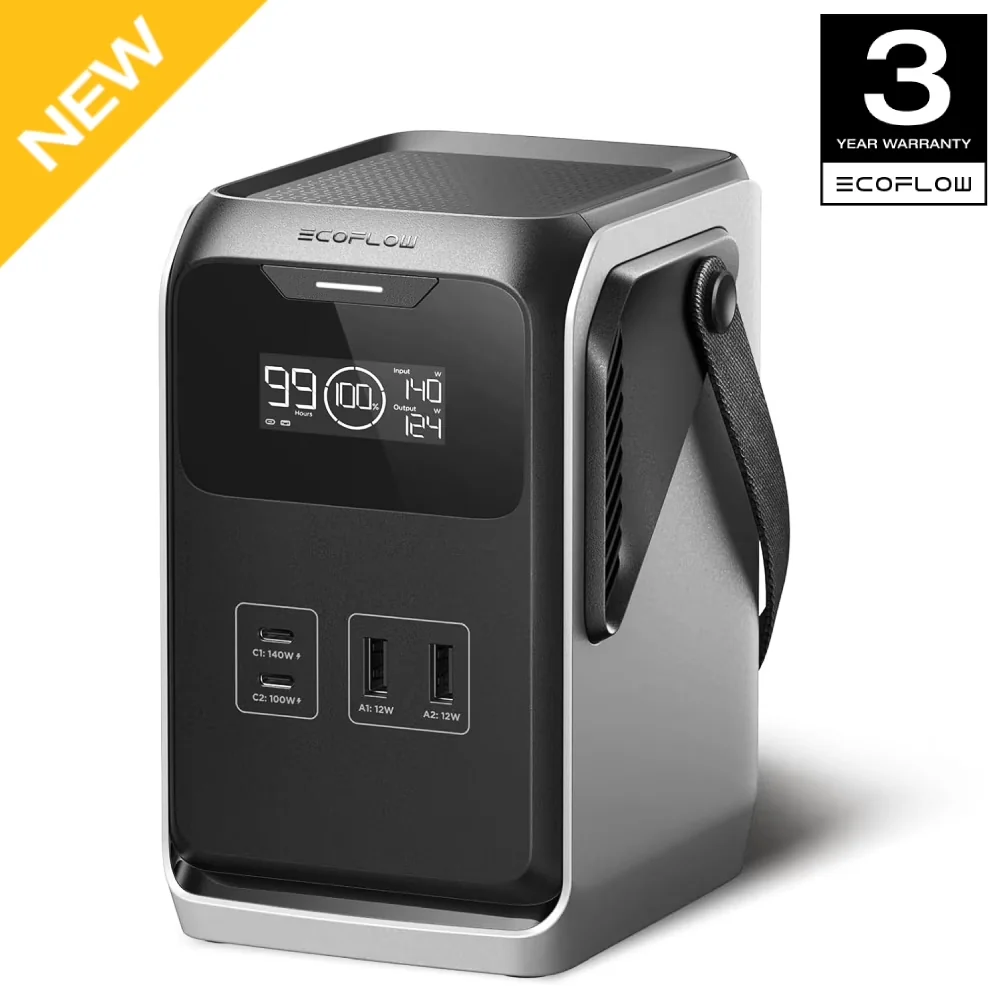 Premium Generator with Usb Port, 192Wh LiFePO4 Battery, Solar - Black for Camping, Travel Model CDEEA3