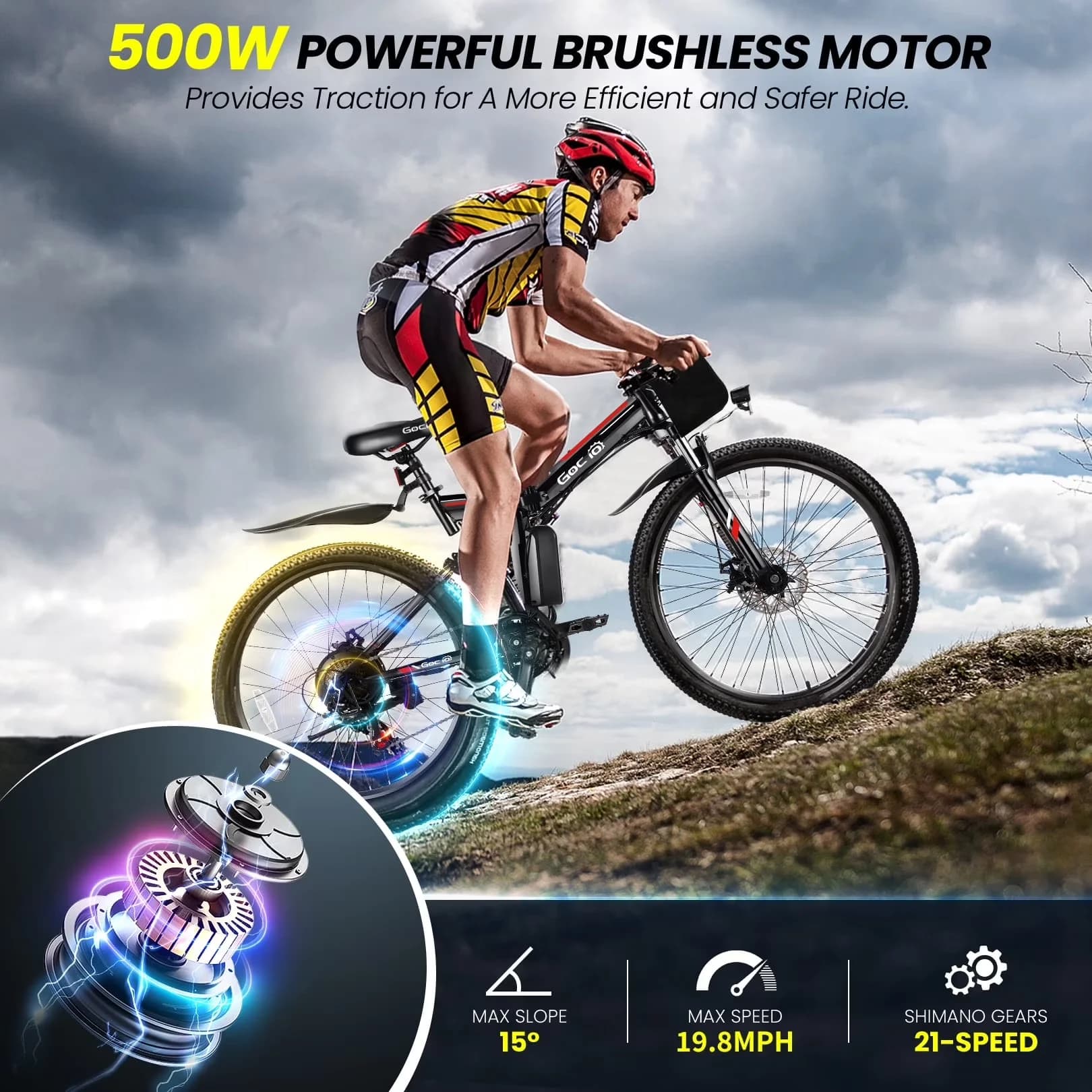 Versatile Electric Bike with Battery, 750W, 26" Folding - Red - Premium Collection Model 22C6A4