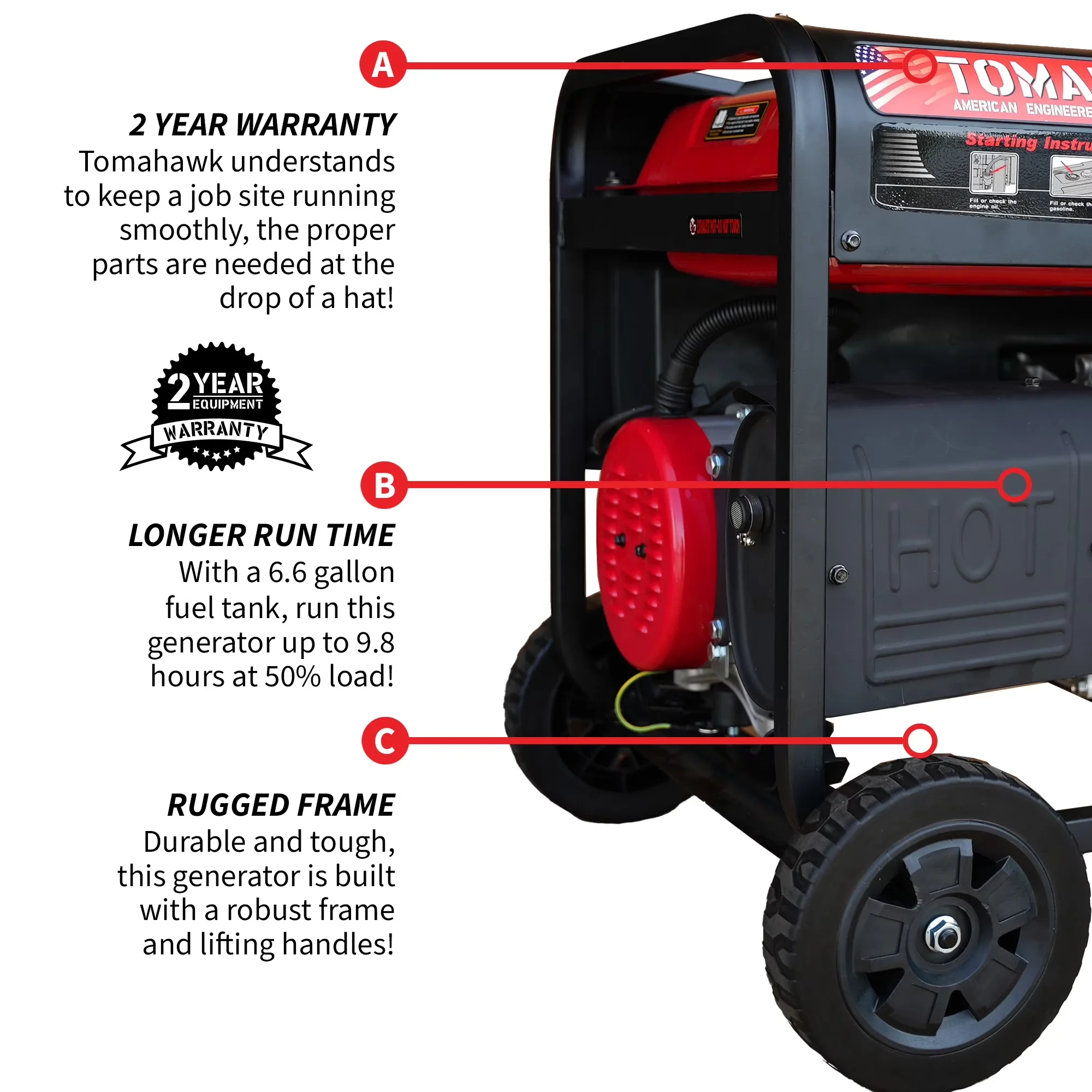 Professional Generator with 7000W, Overload Protection - Watt - Rustic Charm Model CDDE96