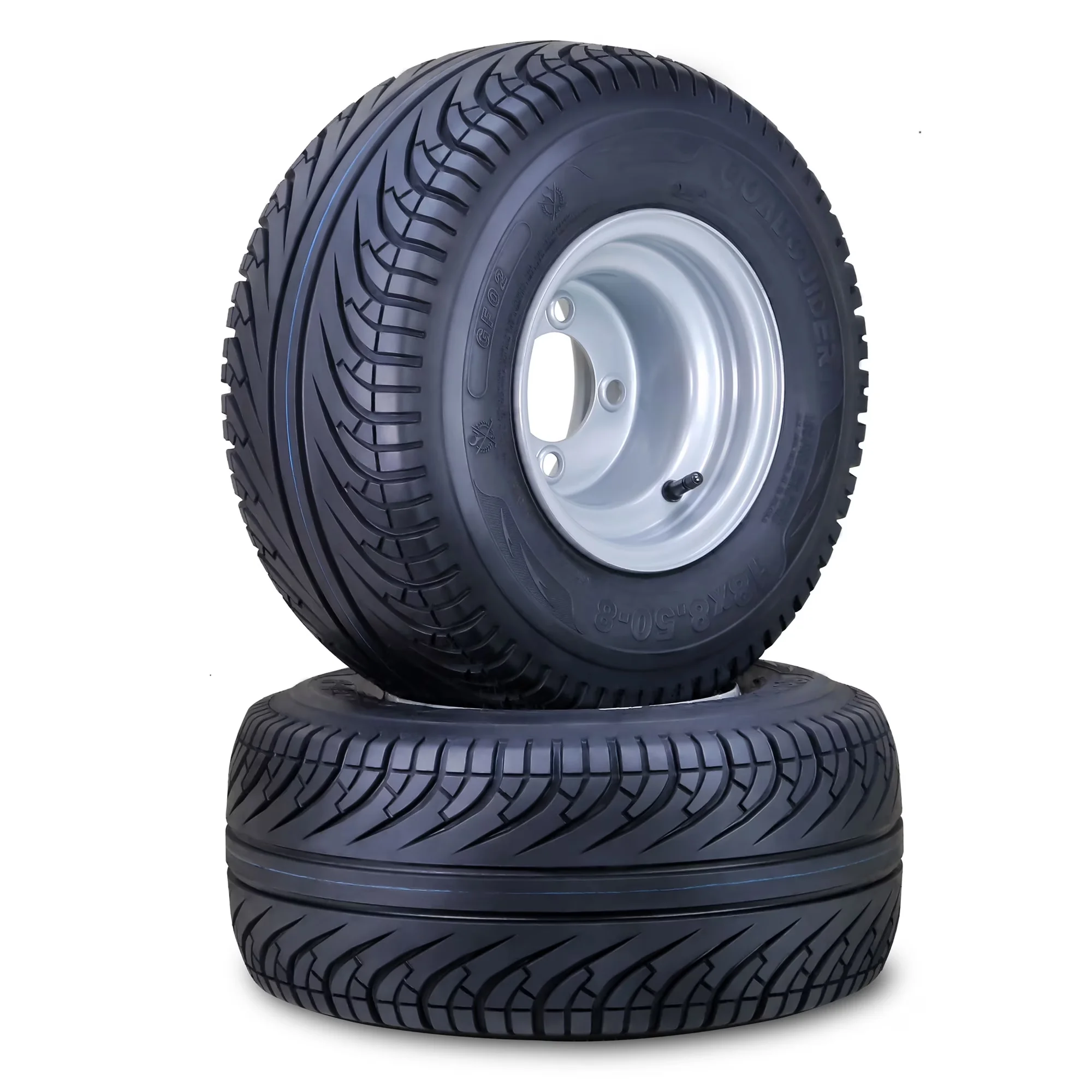 Innovative Lawn Mower Tire with Smooth, Golf Cart Wheel Assembly 18X8.5-8 4-Ply - Model B7ECF3