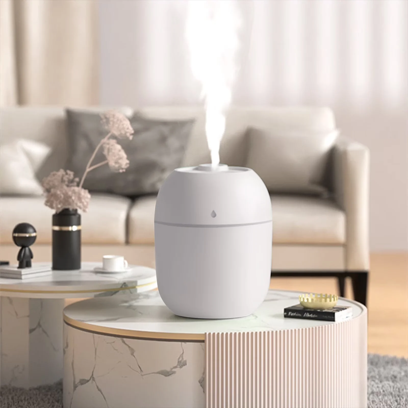 Compact Humidifier with Battery, Automatic Shut-Off - White for Bedroom, Car Model 993F58