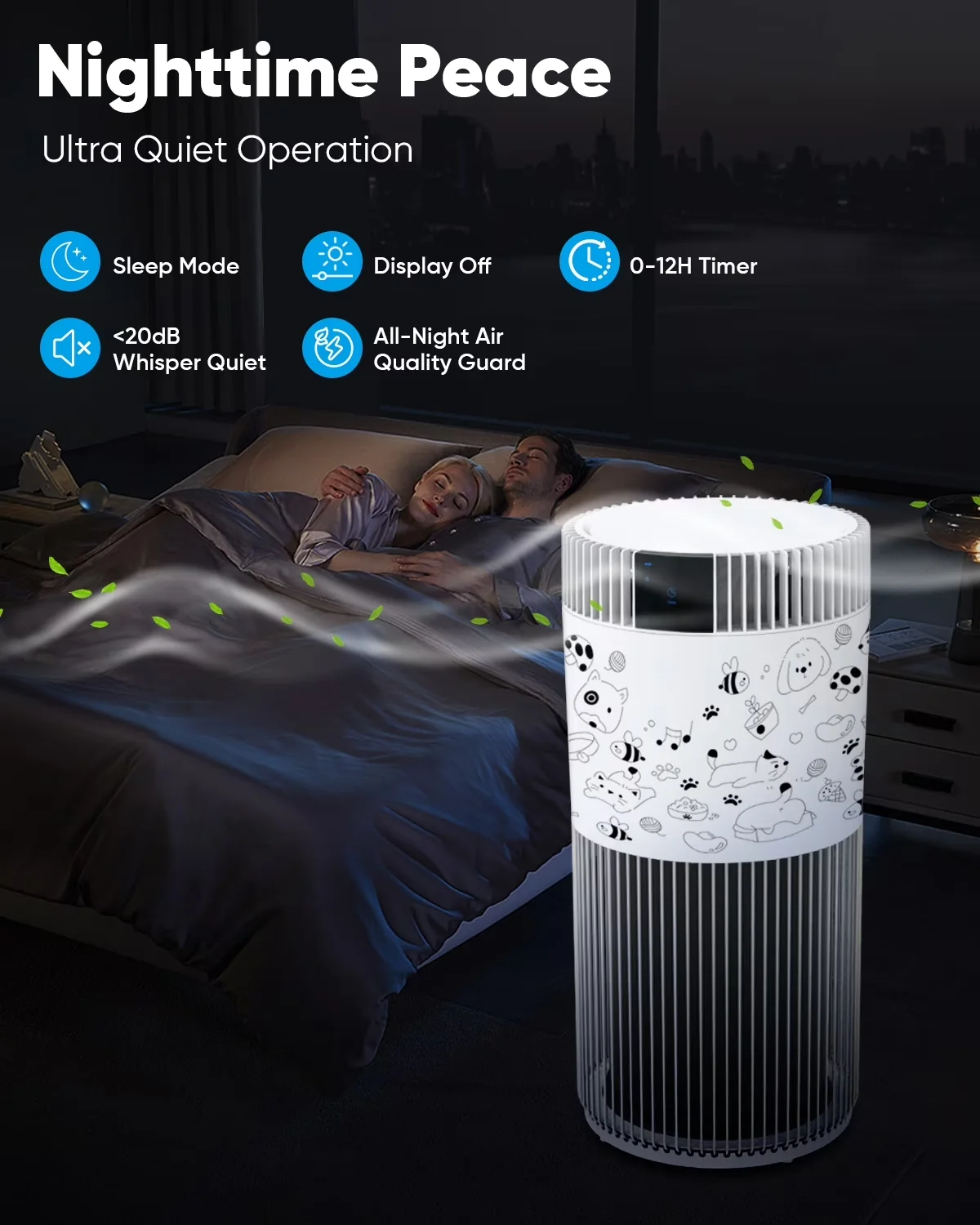Air Purifier Stylish with Smart Technology Capable, Variable Speed, Filter Change Indicator - White Model 5B972C