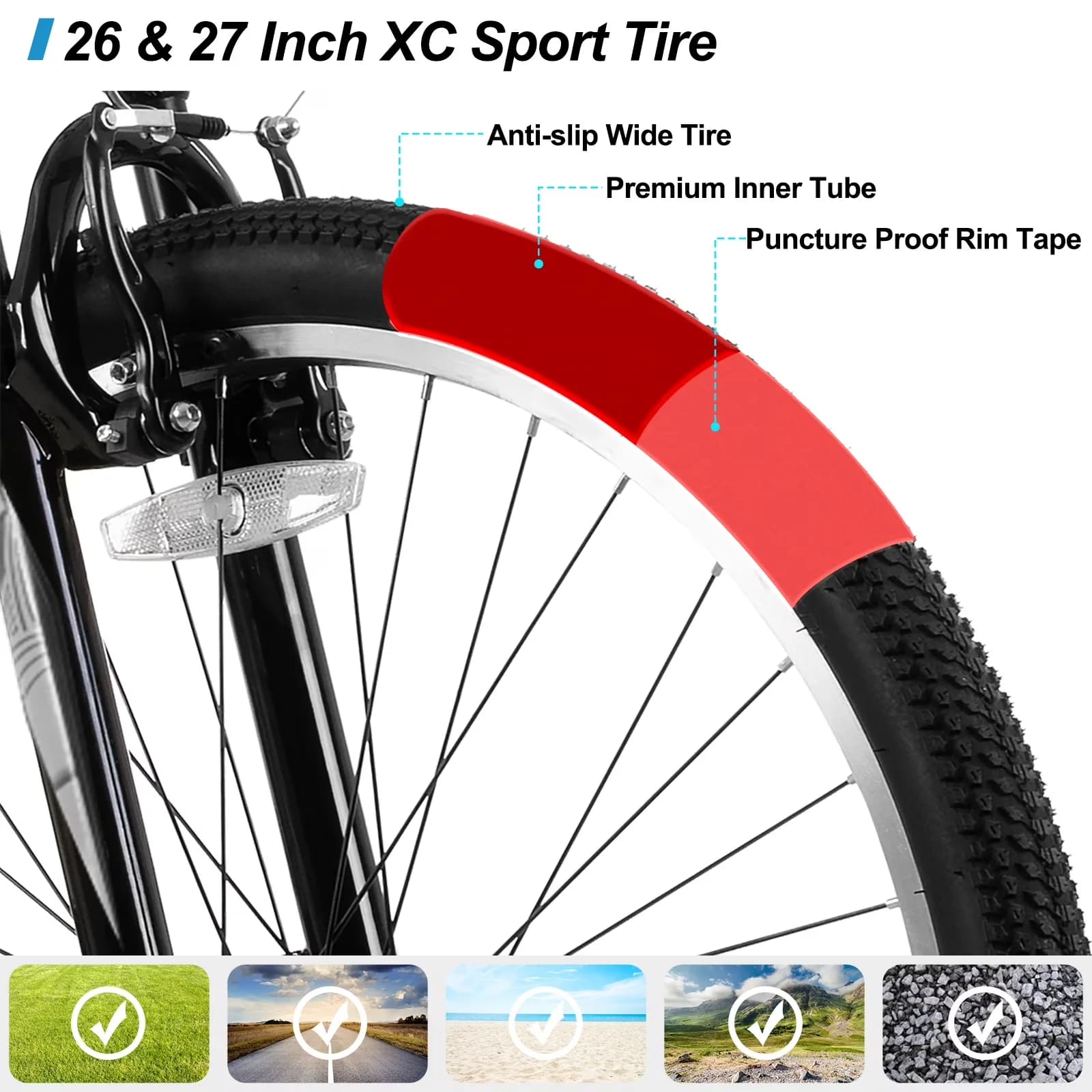 Mountain Bike Innovative with Hardtail Bicycle, Mens Womens MTB - Blue Model 76D019