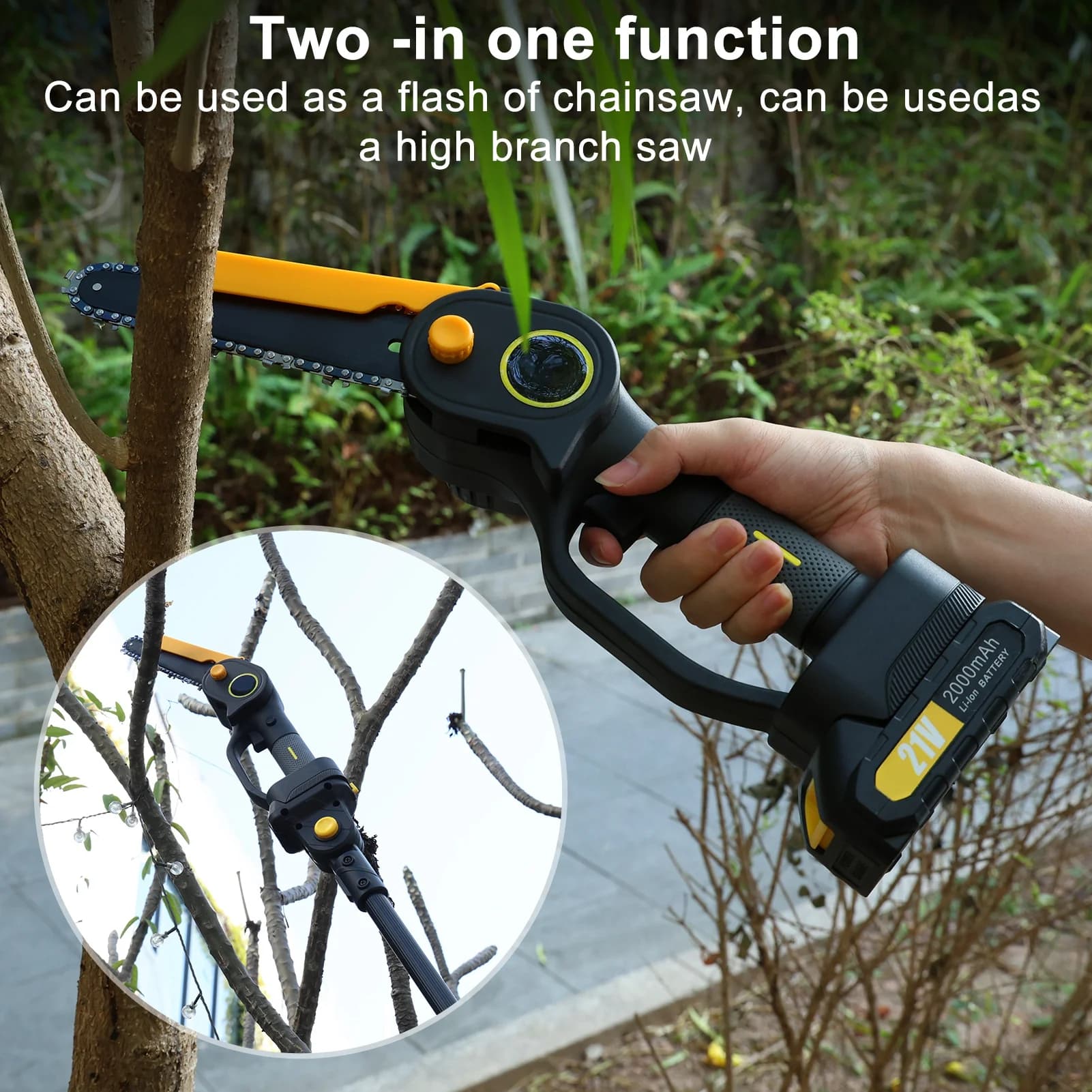 Professional Pole Saw with Battery, Adjustable Height, Brushless Electric Chain - Model E11D38