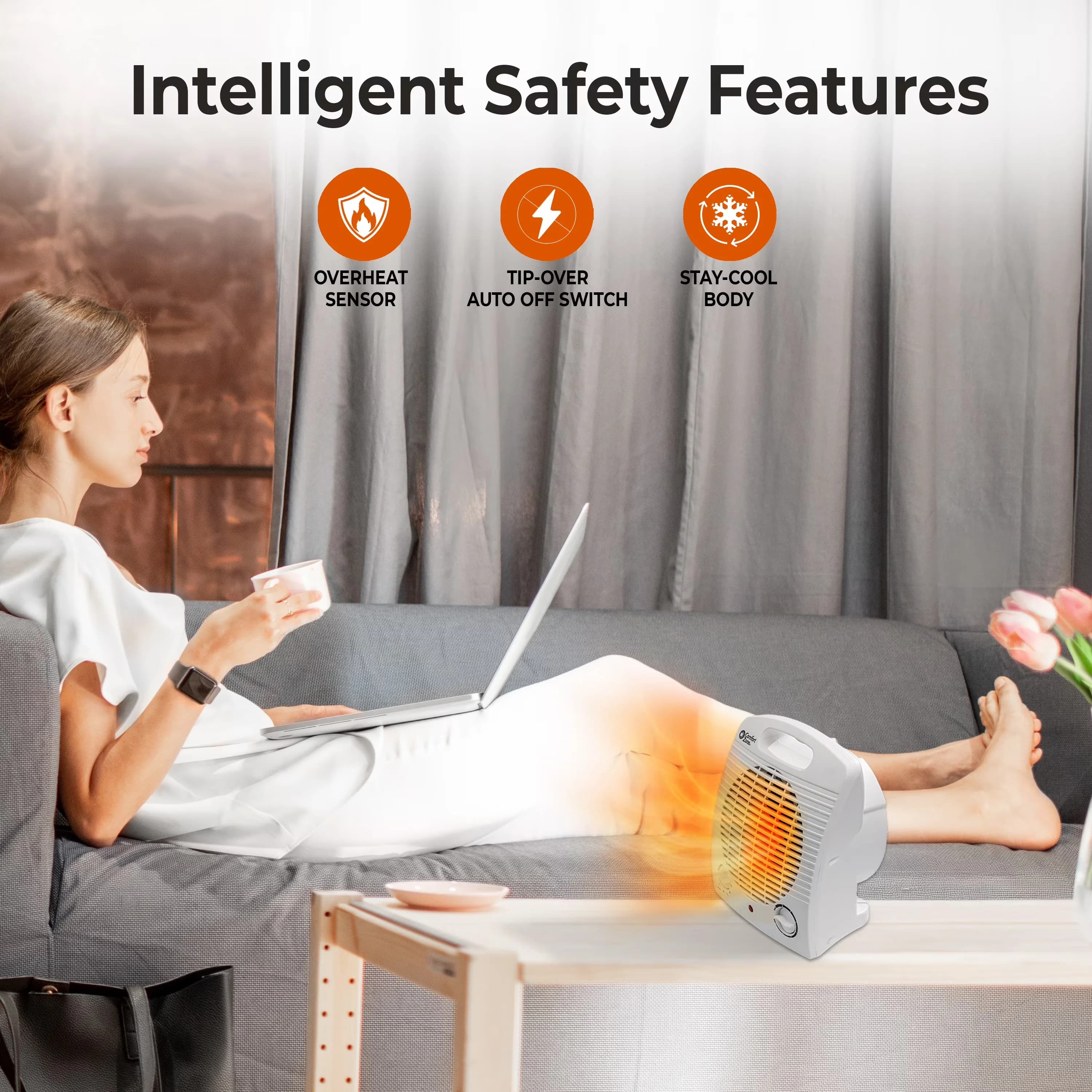Quality Portable And Electric Space Heater with Automatic Shutoff, Thermostat, Fan-Forced - White Model 9EC26C