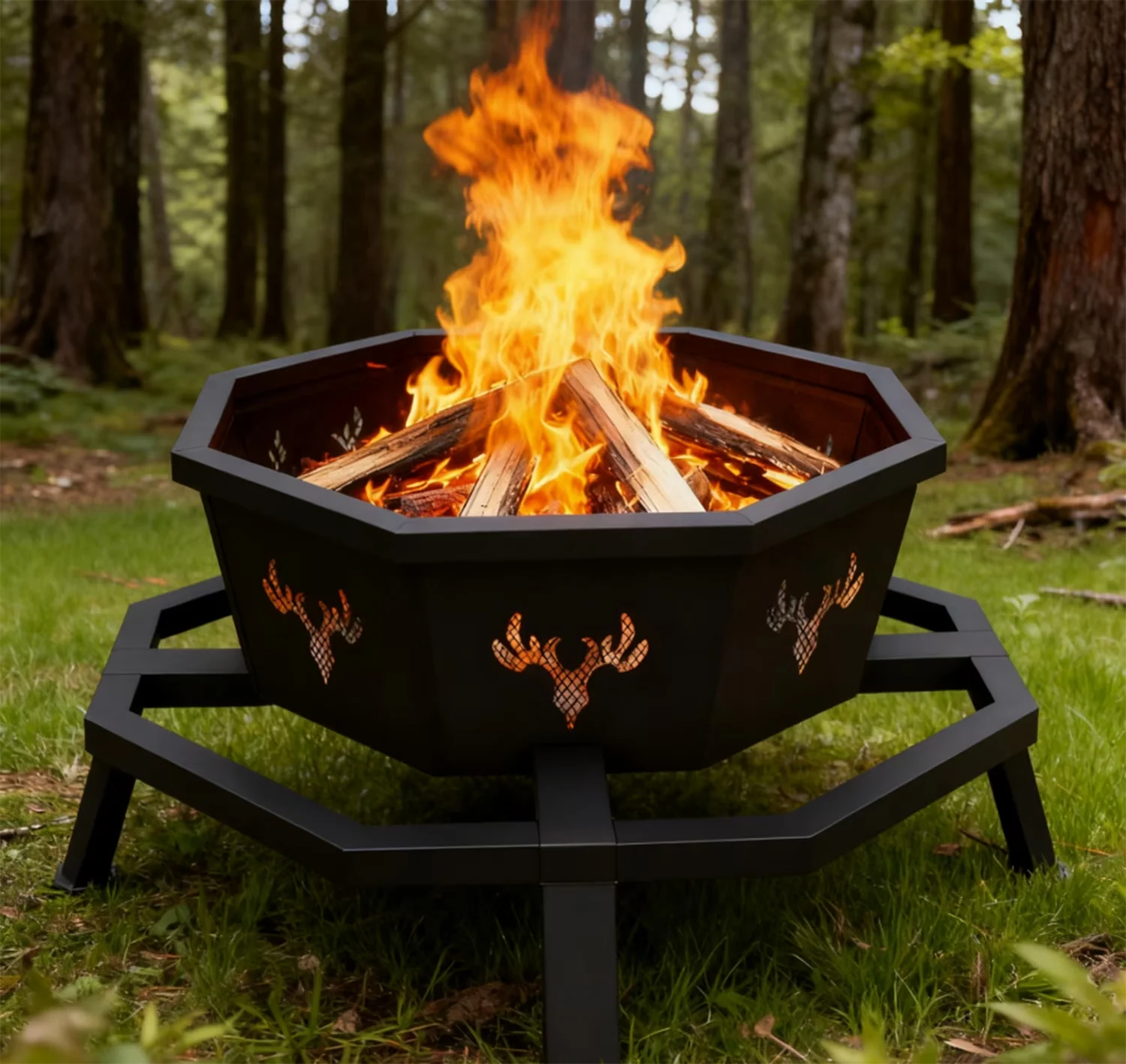 Classic Outdoor Heating with Portable, 35 inch Fire Pit - Iron Black - Ergonomic Design Model 6A9C31