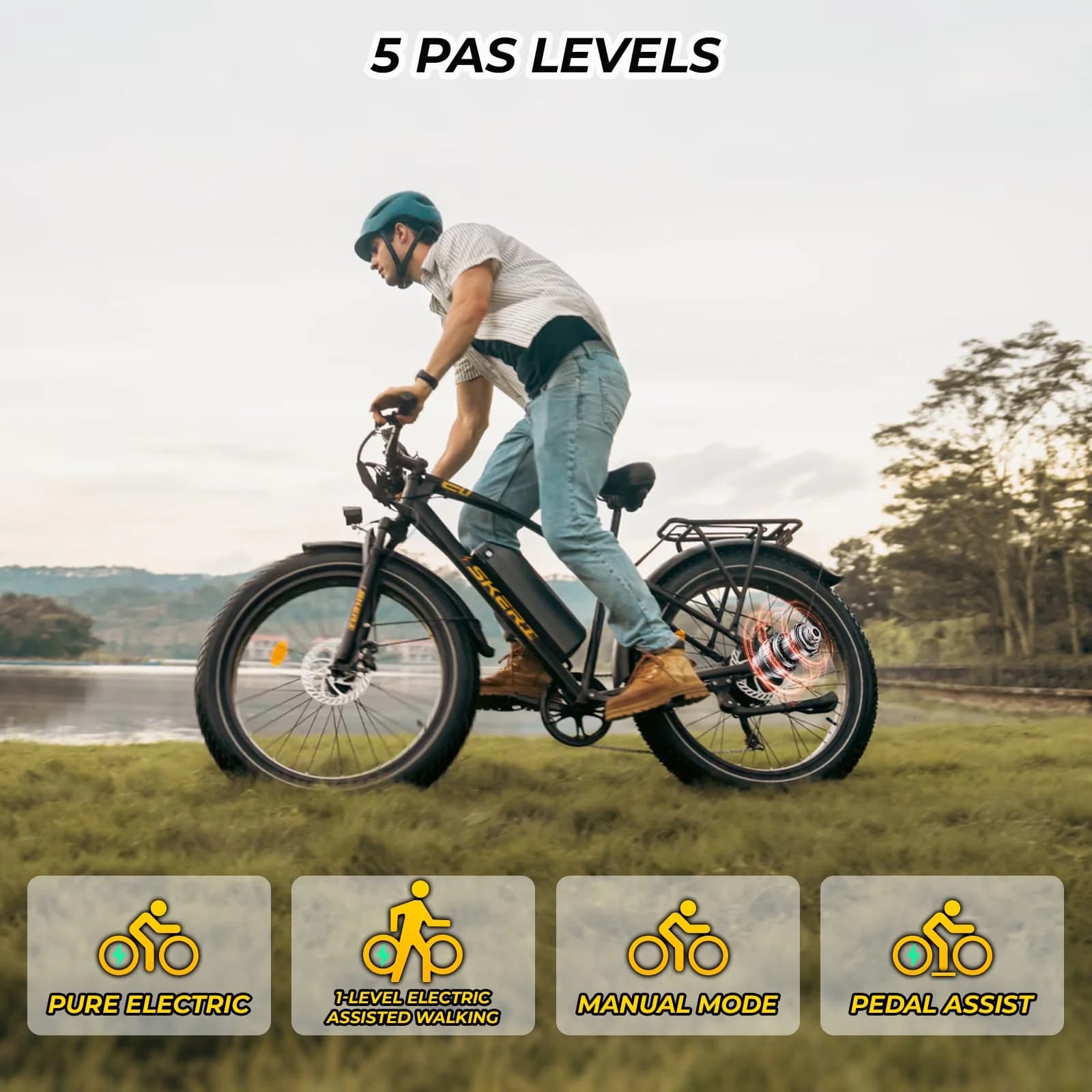 Classic Electric Bike with Battery, 500W, 48V - Black - Durable Build Model 08DB9B