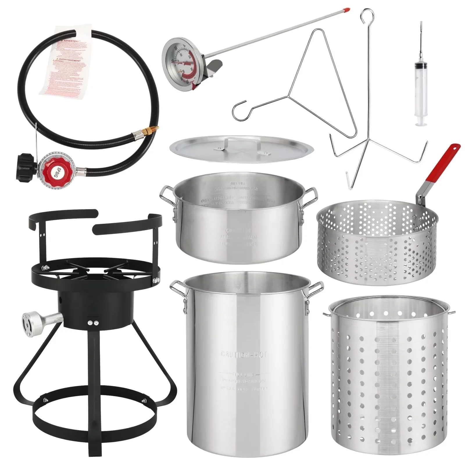 Essential Outdoor Fryer with 54000 BTU, 54000 BTU Propane Stove Burner Stand - Silver Aluminum Model 4944C7