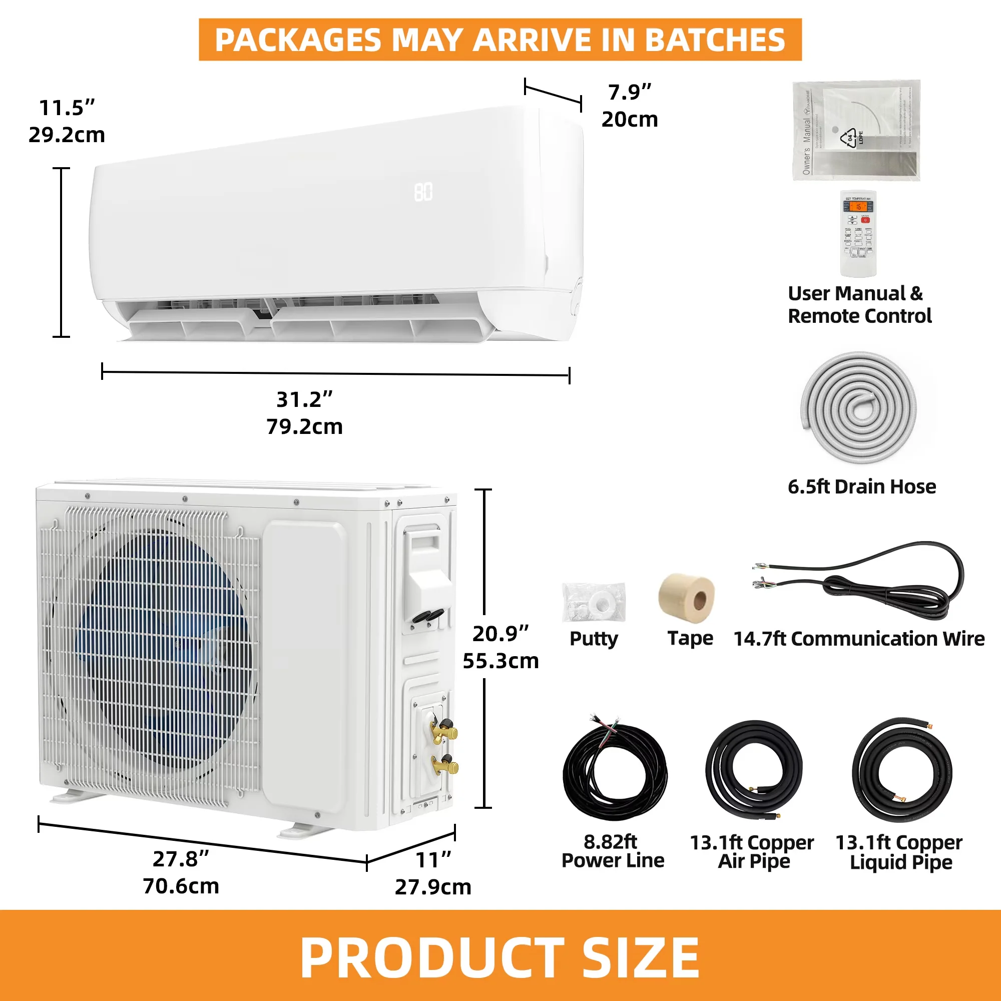 Durable Air Conditioner with 12000 BTU, 115V, 12000 BTU Mini Split AC Heat Pump - White Model 368FDB