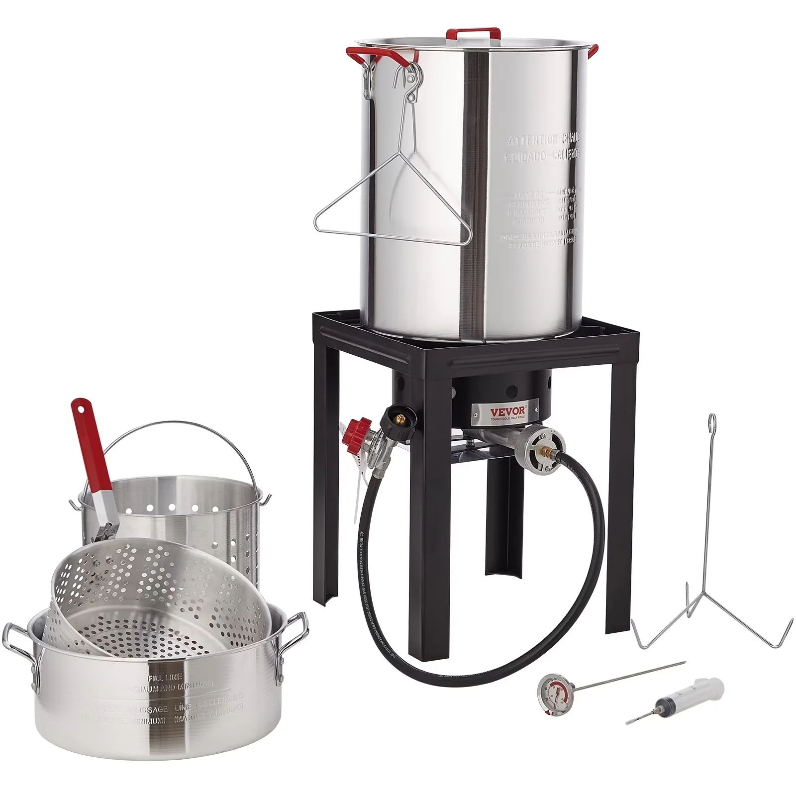 Outdoor Fryer Innovative with 54000 BTU, handles for safety - Silver Spcc + 1060 Aluminum Model E6E444