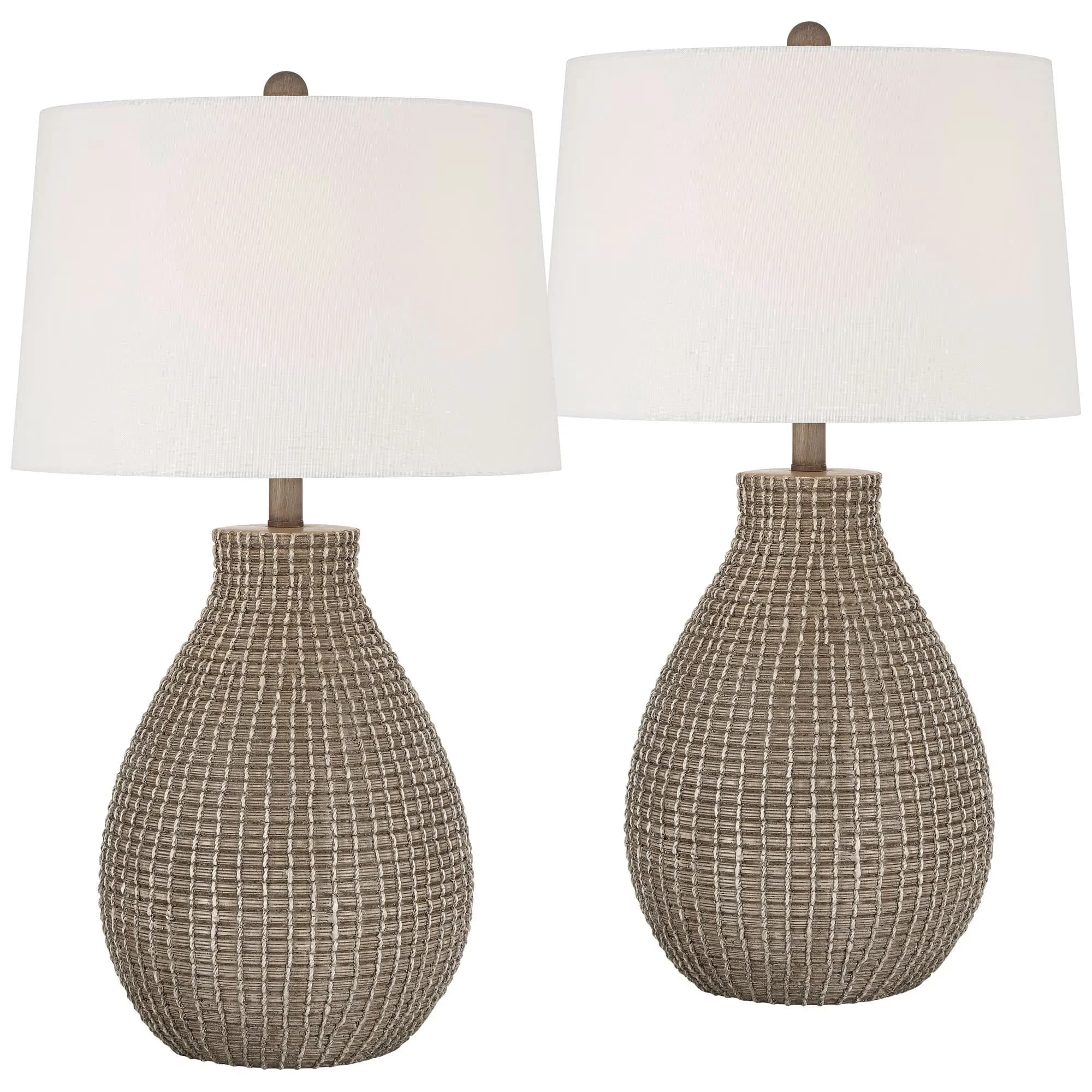 Modern Table Lamp with Incandescent, Standard Lamps - Resin Brown Adelyn Model 0F18EB