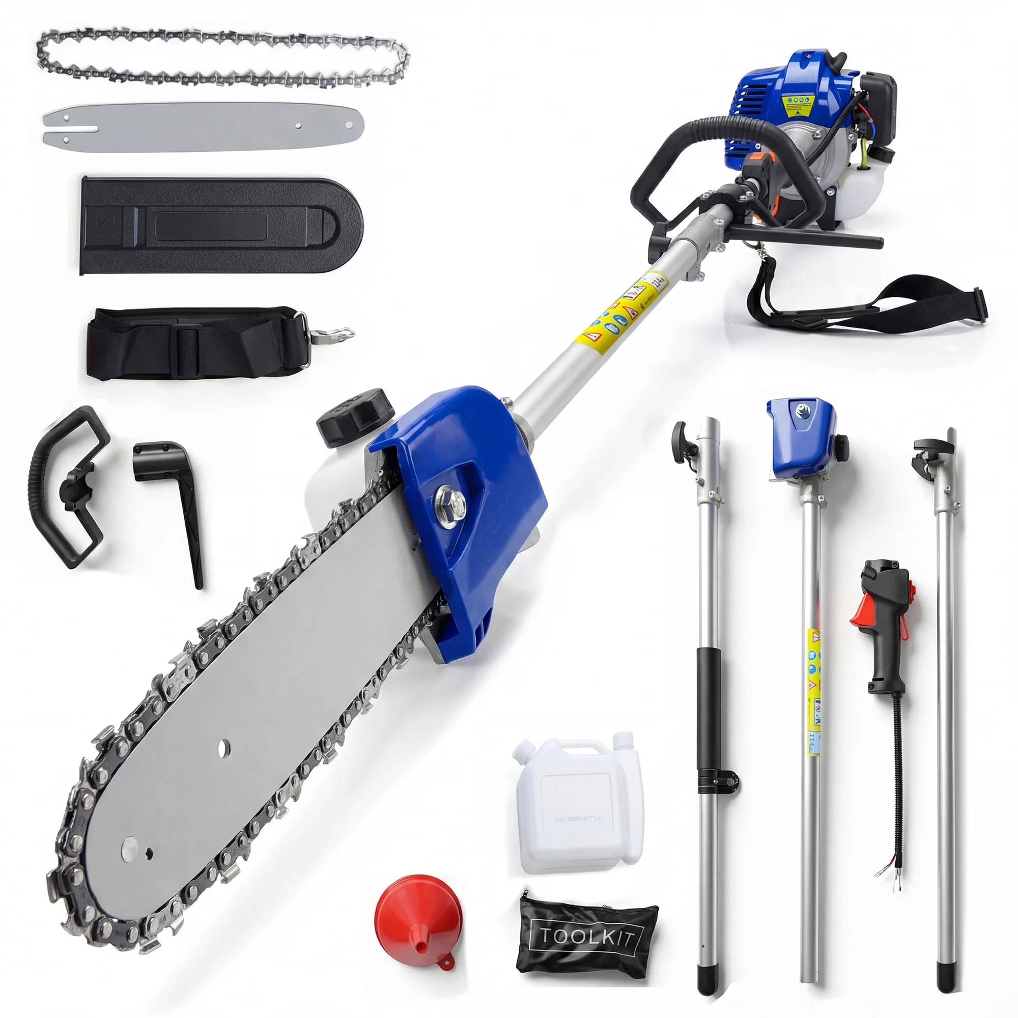 Pole Saw Efficient with 43CC 2 Stroke Gas Powered ChainSaw, 43CC Gas Powered, Anti-Vibration Handle - Model B16319