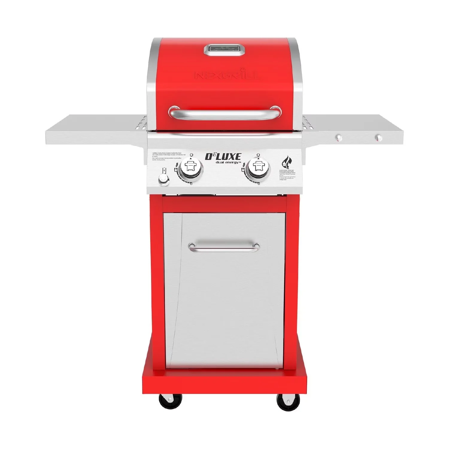 Gas Grill Compact with Portable, Foldable Legs - Stainless Steel Red for Outdoor Model BFA066