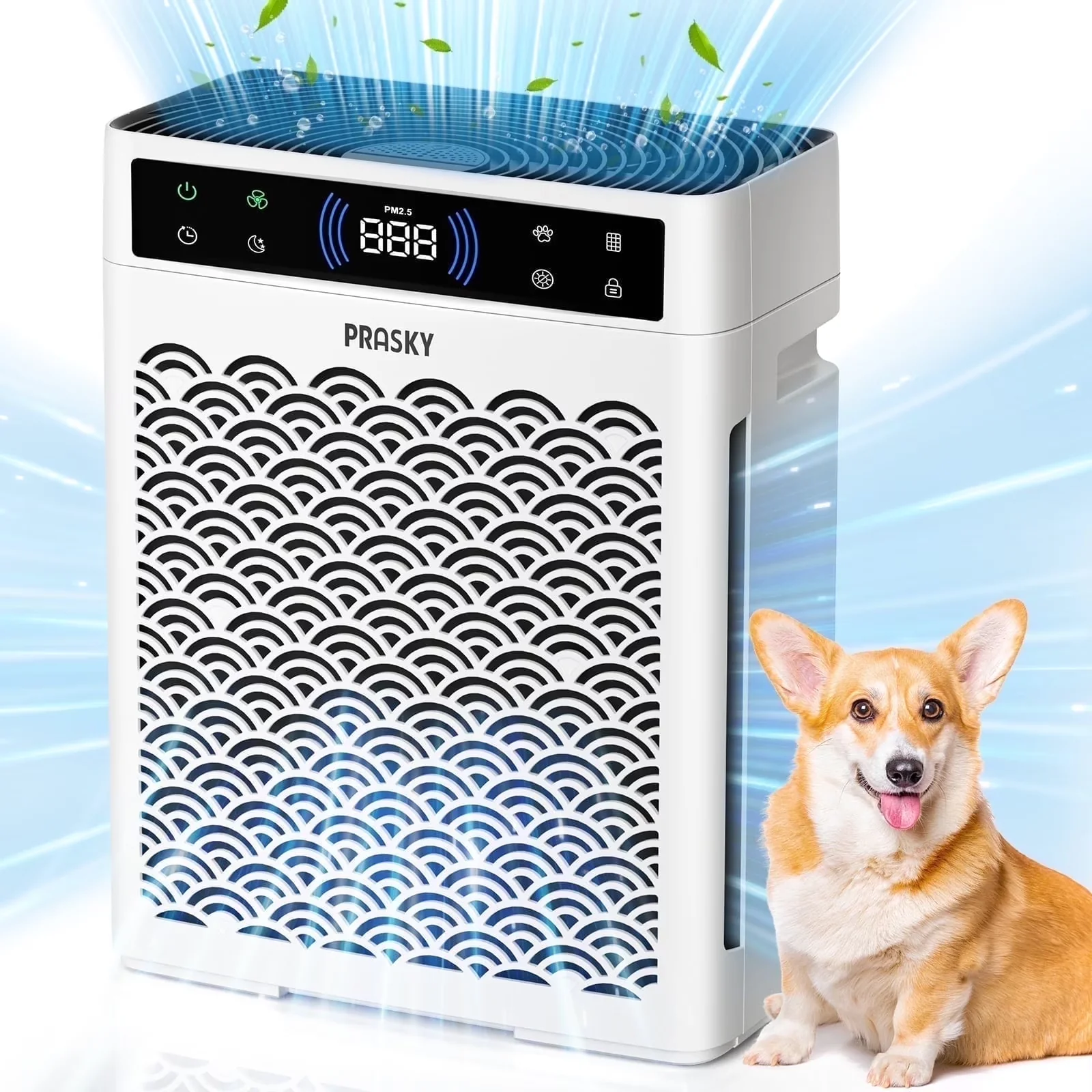 Modern Air Purifier with Filter Change Indicator, Smart Technology Capable - White for Home, Large Model 448B14