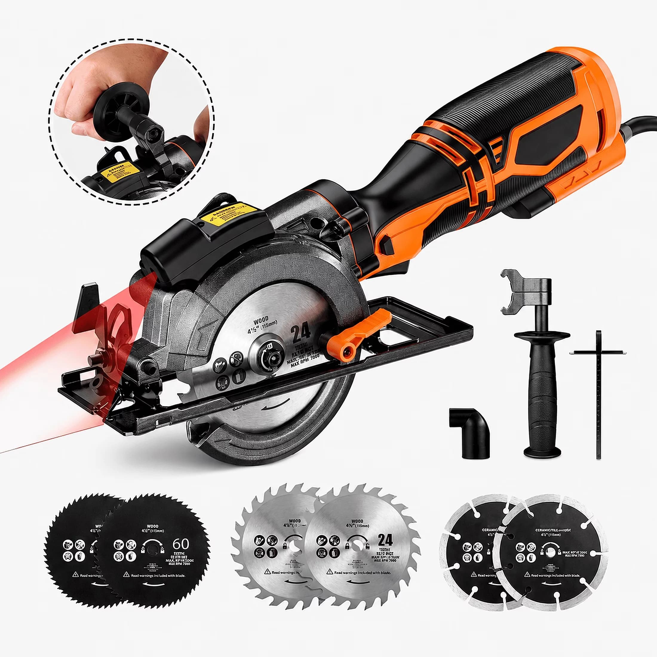 Durable Power Saw with Metal Handle, Max Cutting Depth 1-11/16'' (90°), 6 Blades - Model 9473DA