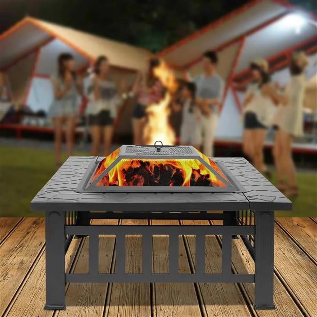 Efficient Outdoor Heating with Smokeless, Fade Resistant - Black Stainless Steel for Camping Model 4E4463