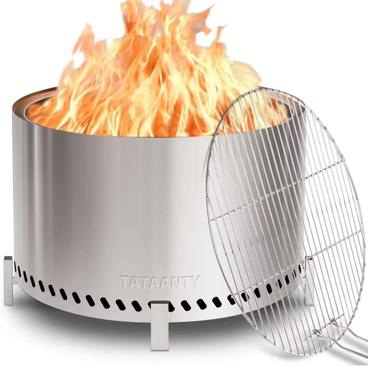 Outdoor Heating Essential with Smokeless, Rust Resistant - Silver Stainless Steel Model FEC6BD