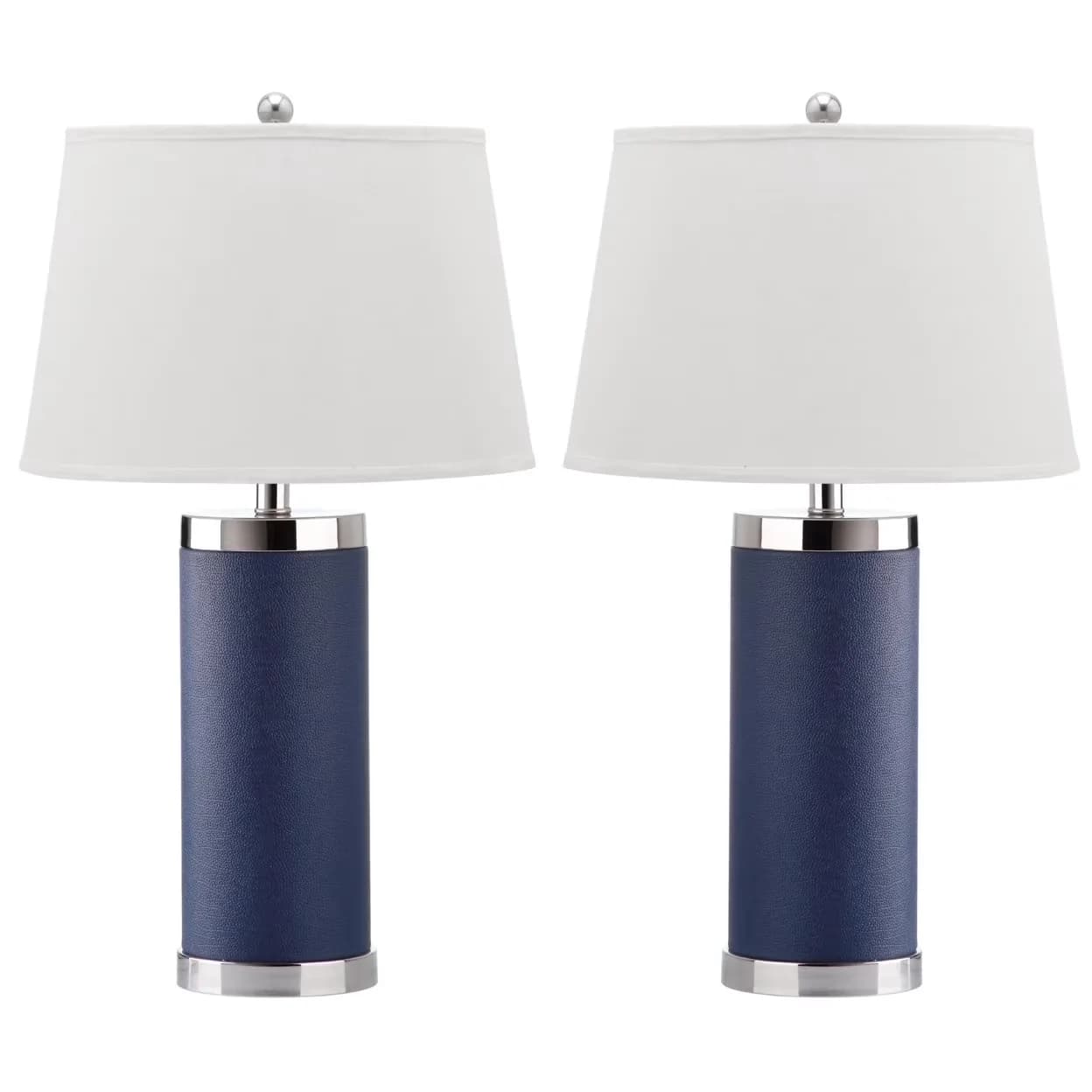 Premium Table Lamp with Transitional, Contemporary, Leather 25 in. H Retro Column - Blue Pu Leather Model E21FB2