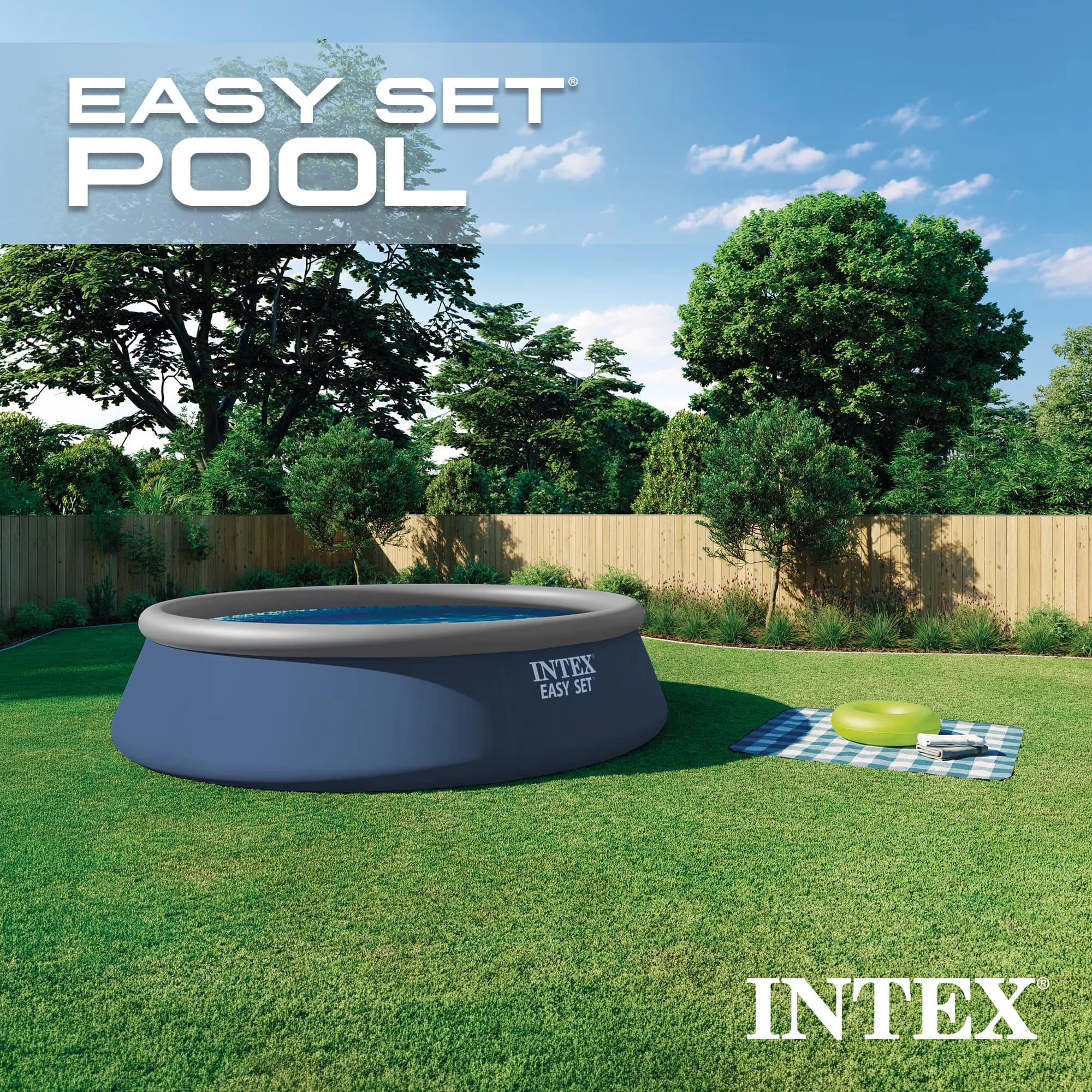 Above Ground Pool Versatile with Fade Resistant, Puncture Resistant, Easy Set 15ft x 42in Inflatable Set - Model 204374