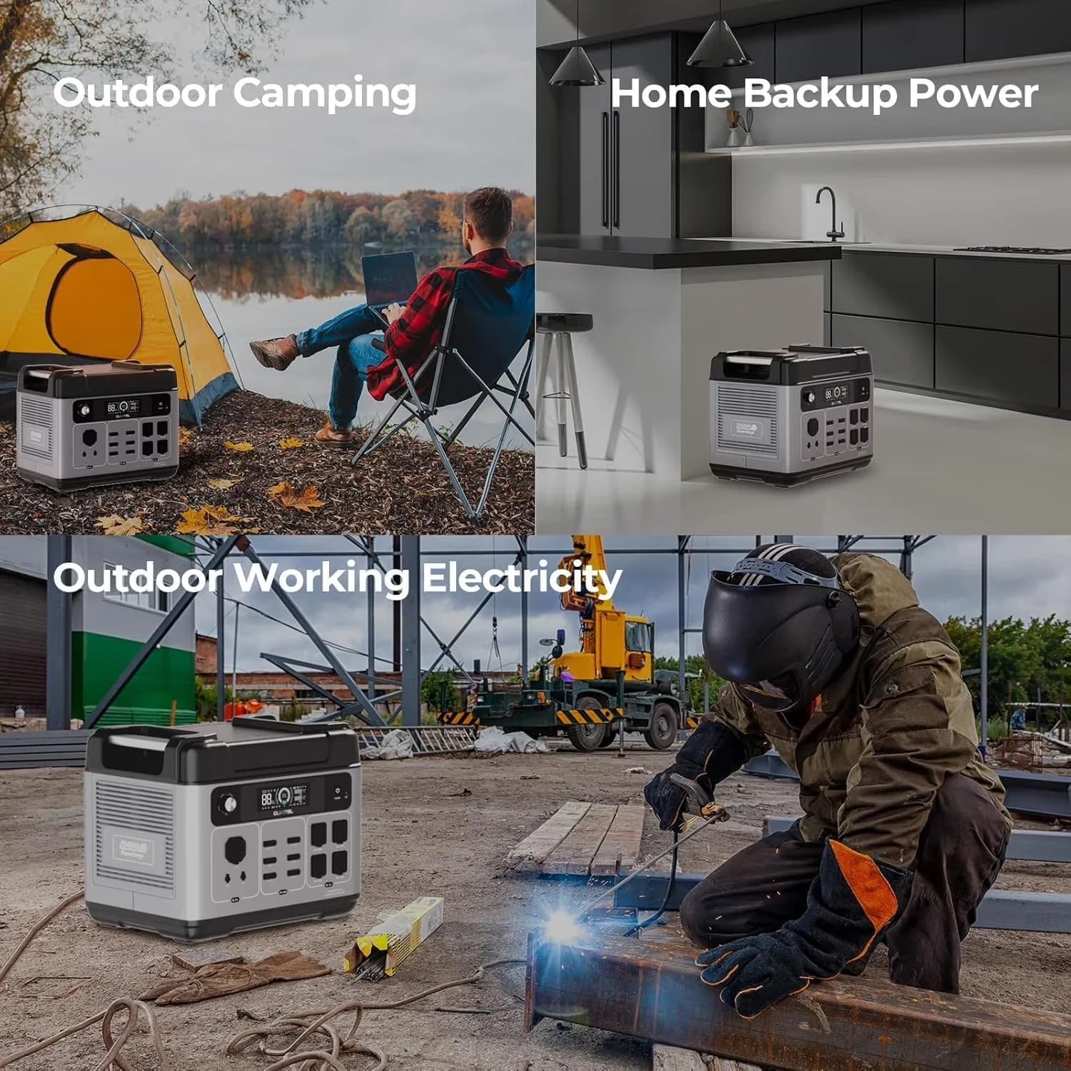 Generator Sleek with 2400W, Short Circuit Protection - Silver for Camping, Rv Model BF7138