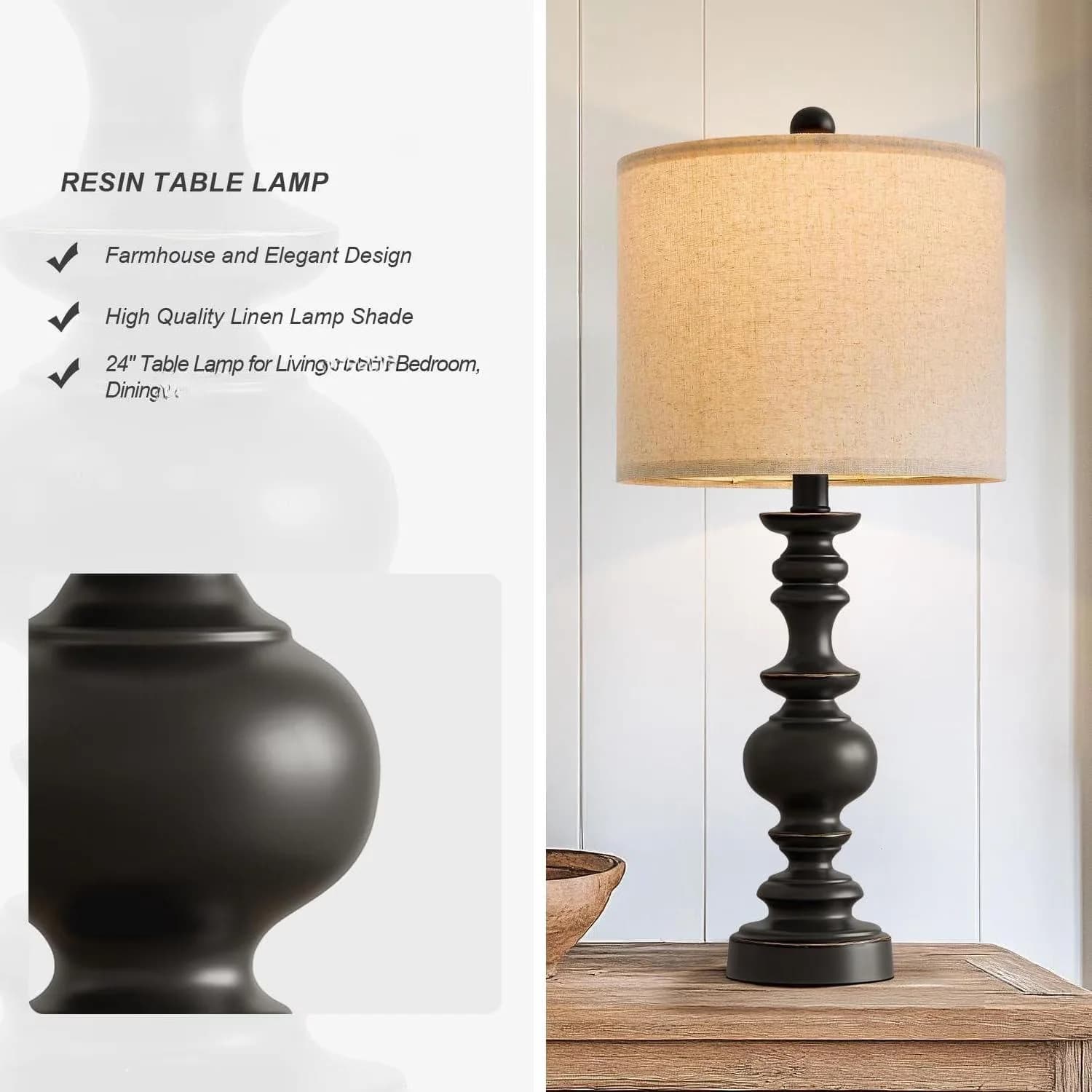 Durable Lamp Set with Rustic/Lodge, Dimmable - Plastic Black Traditional Model C9BE68