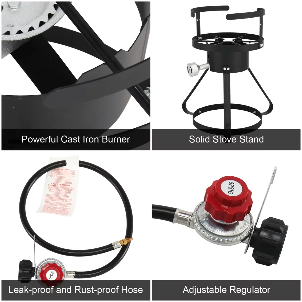 Versatile Outdoor Fryer with 54000 BTU, Adjustable Regulator, Turkey Kit - Iron Aluminum Model 3AAA3A