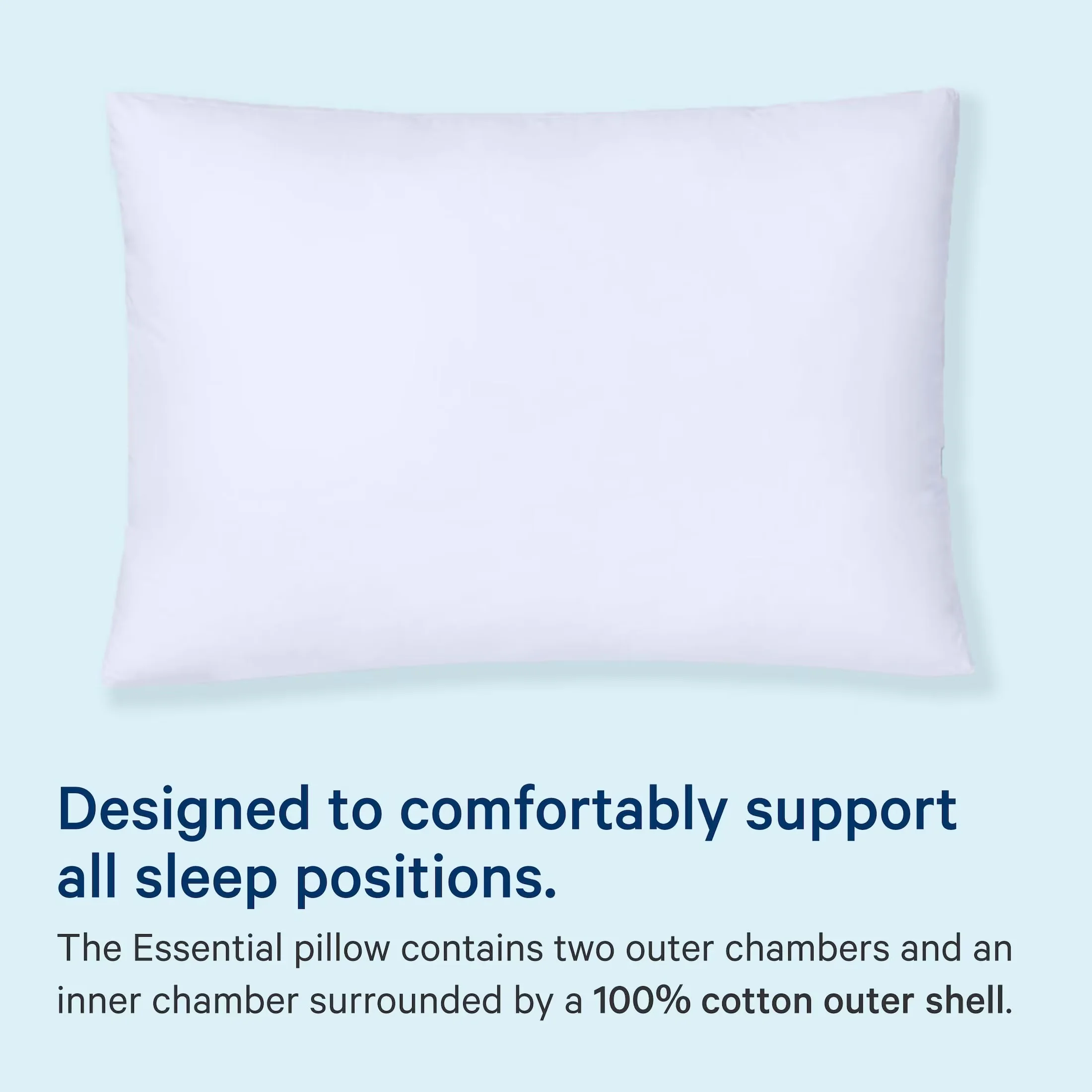 Professional Mattresses Accessory with Removable Cover, Sleep Essential Pillow, Standard - White Model 5DDD96