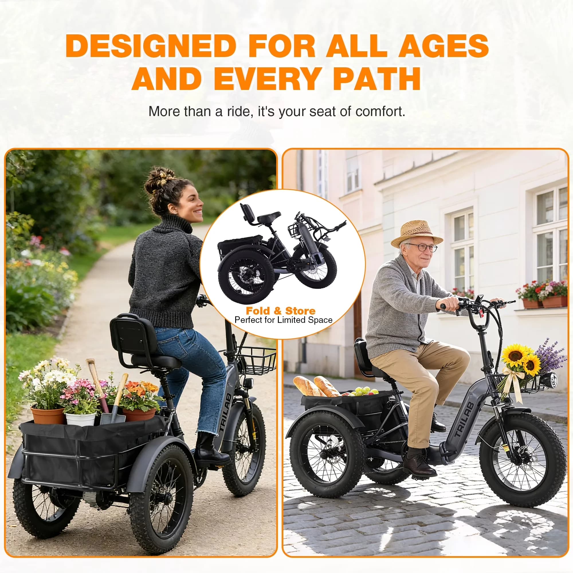 Efficient Electric Bike with Battery, 48V, Foldable - Black - Quality Construction Model 4077B6