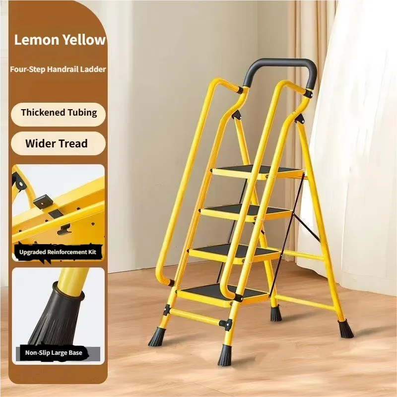 Reliable Ladders And Step Stool with Collapsible, 4 Ladder - Carbon Steel Yellow Model 15485F