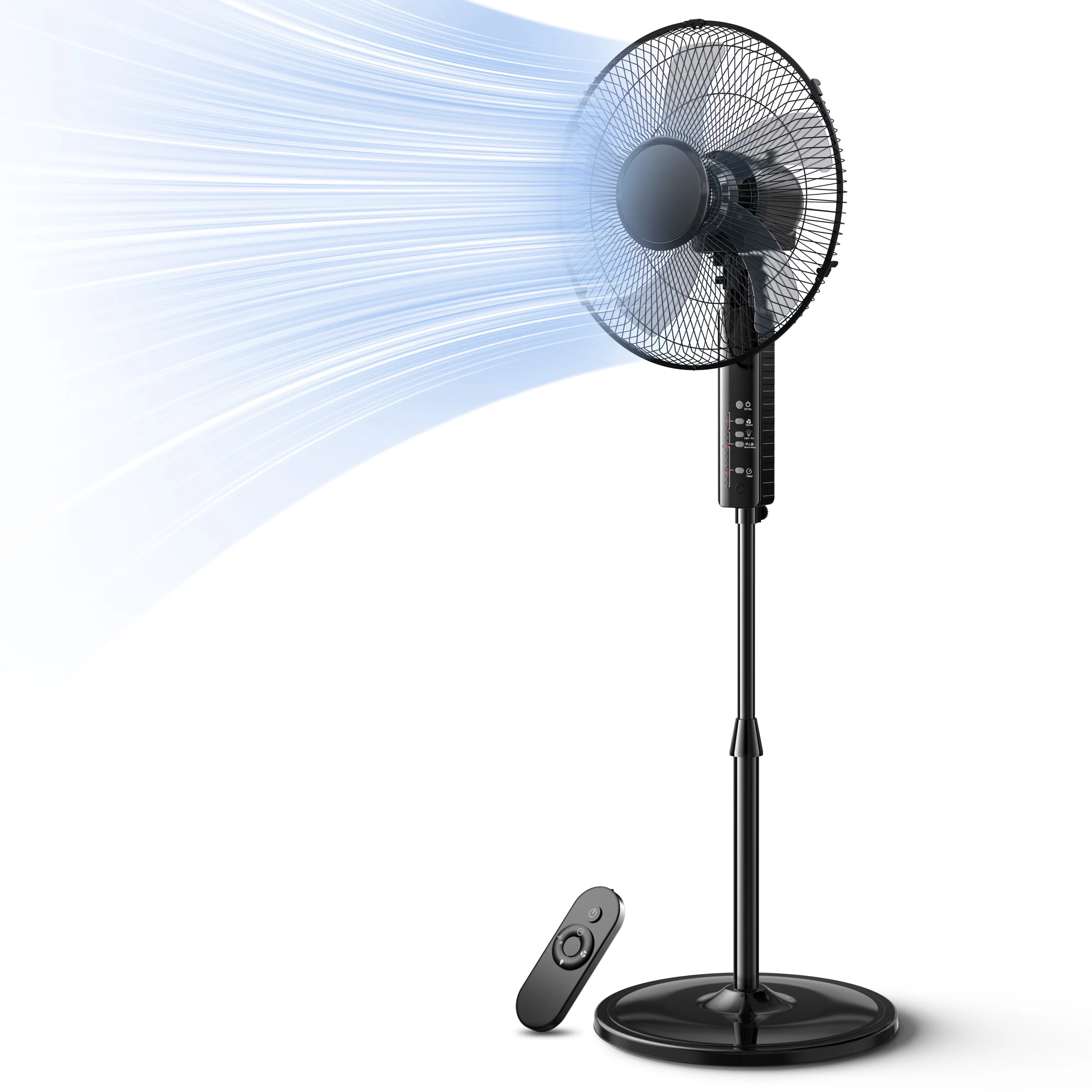 Compact Fans In Cooling with Oscillating, Timer, Adjustable Height - Metal Black for Home Office, Bedroom Model 16F090