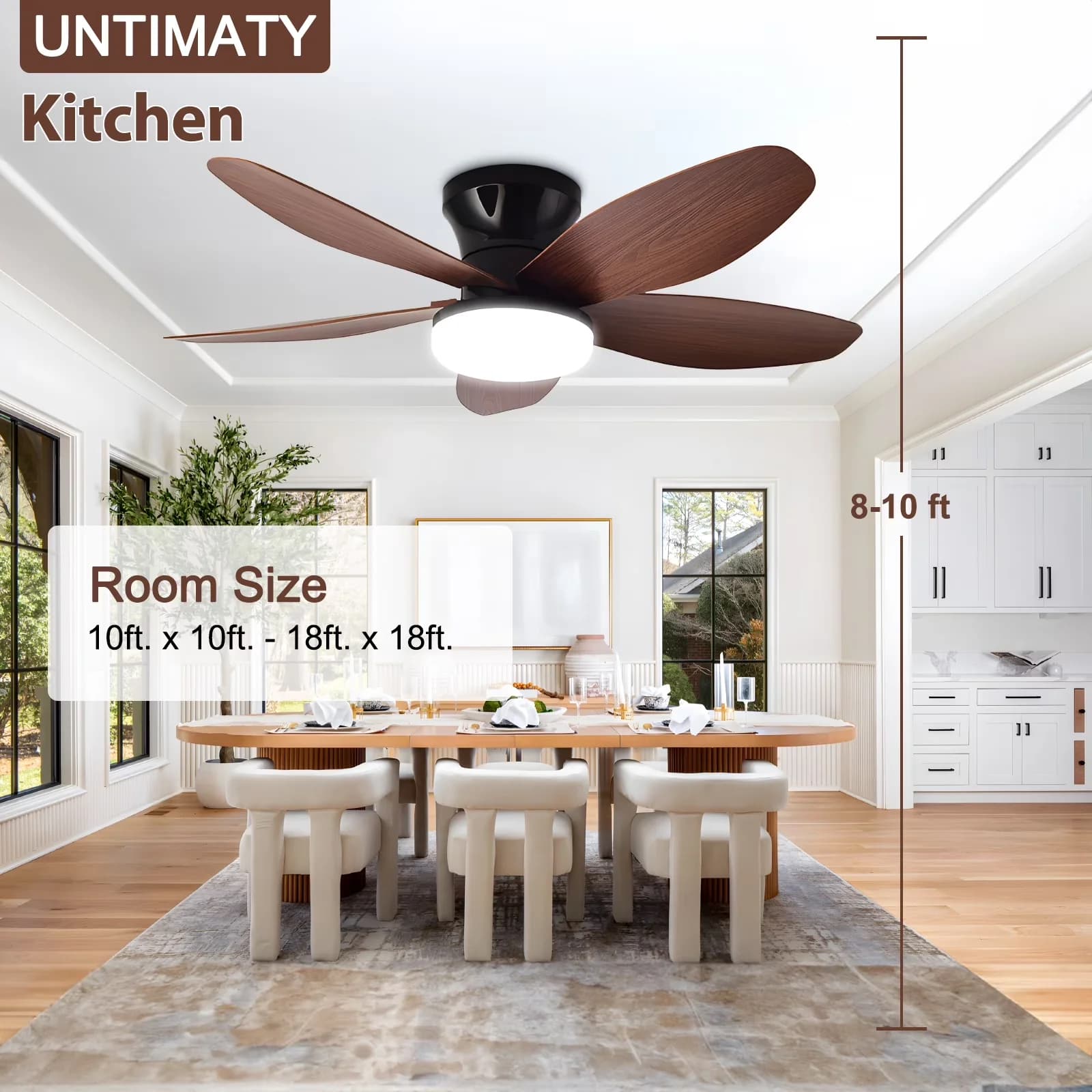 Ceiling Fan Versatile with LED, Dimmable, Modern - Brown Acrylic for Living Room, Bedroom Model 448035