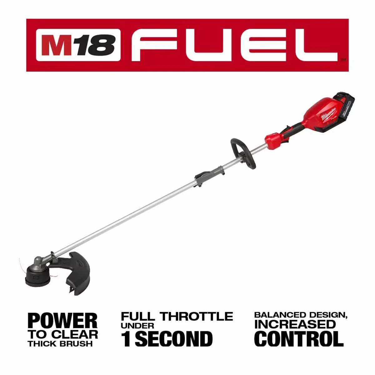 Durable String Trimmer with Battery, Brushless, RPM: 0 - 4900 / 0 - 6200 - Black Model A29269