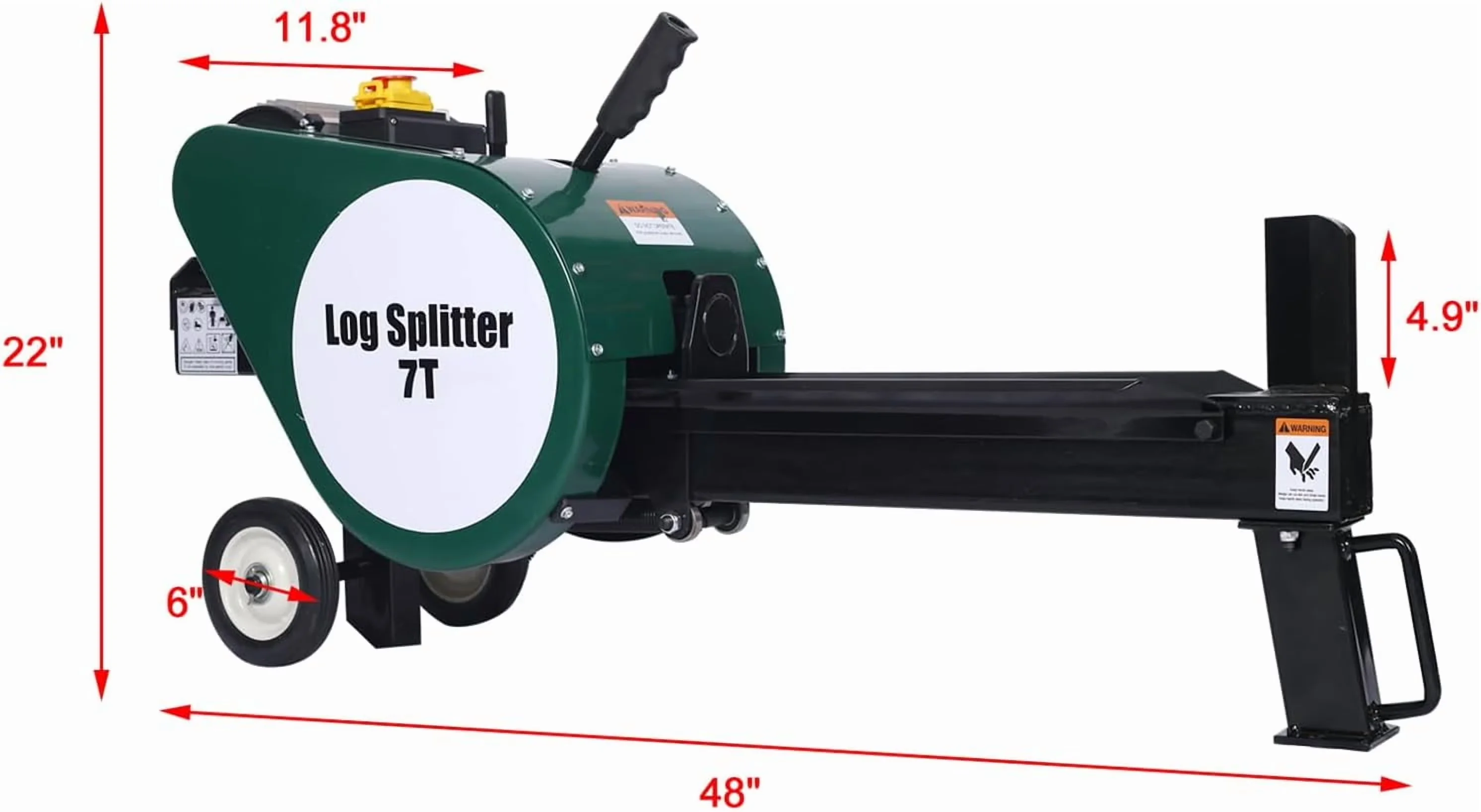 Durable Logsplitter with Wheeled, 2HP 16A, 20-Inch 7-Ton Electric Log Splitter - Green Model 54C2A4