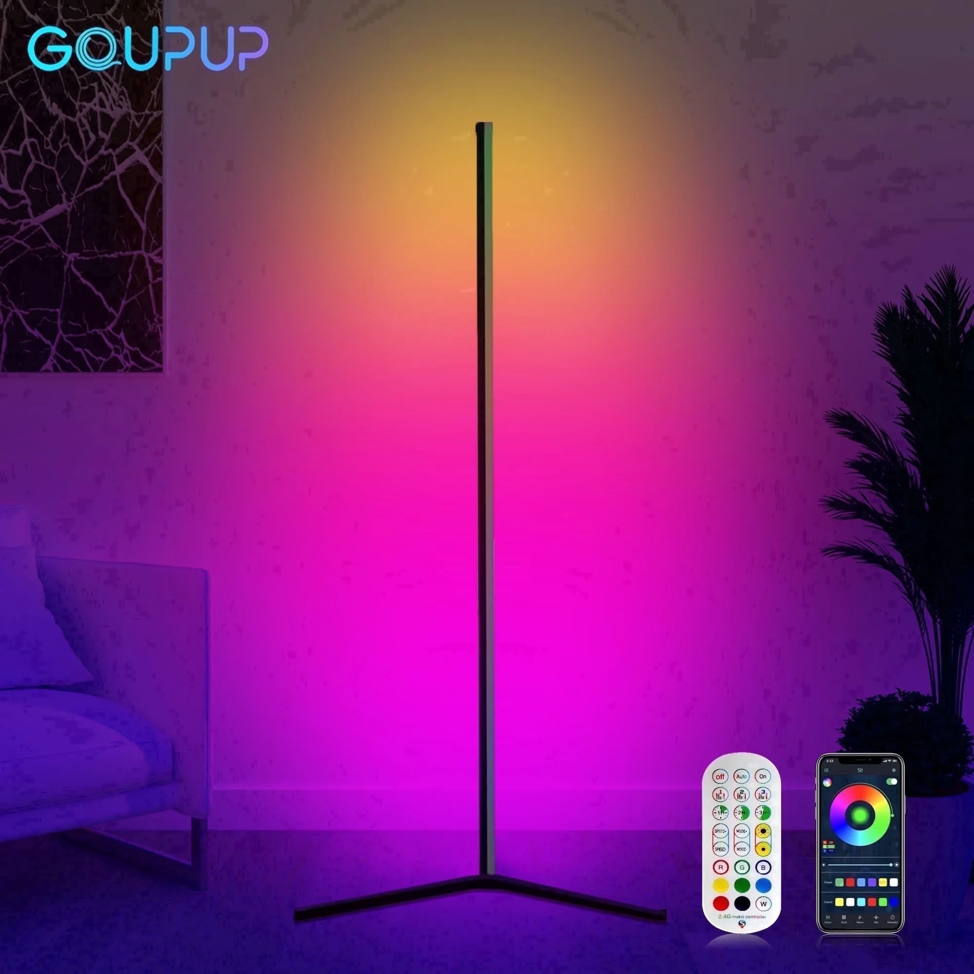 Stylish Floor Lamp with LED, Energy Efficient, Dimmable - Multicolor Metal for Living Room Model 2CE94B