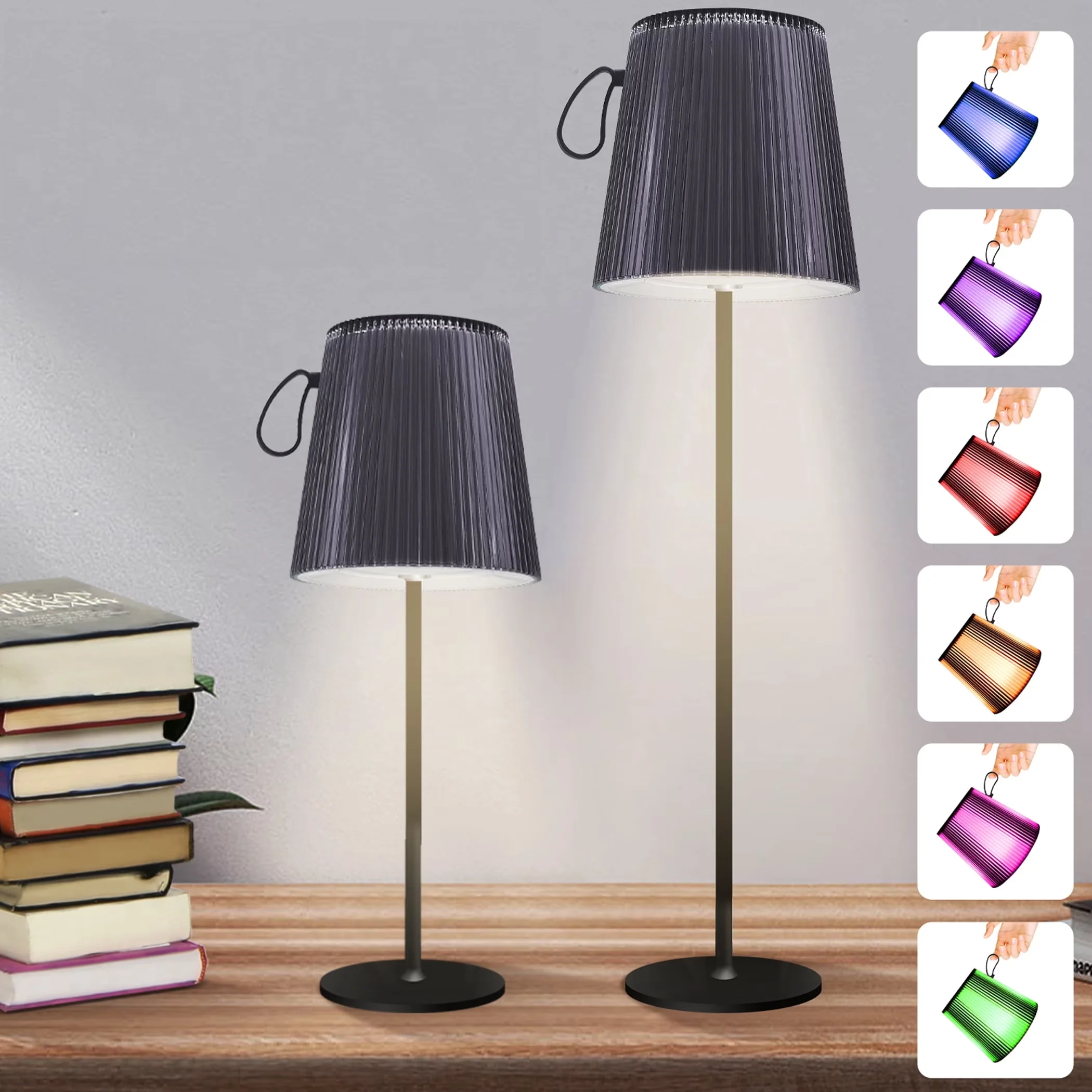 Versatile Desk Lamp with LED, Battery, Dimmable - Black Metal, Plastic for Bedroom, Camping Model B93299