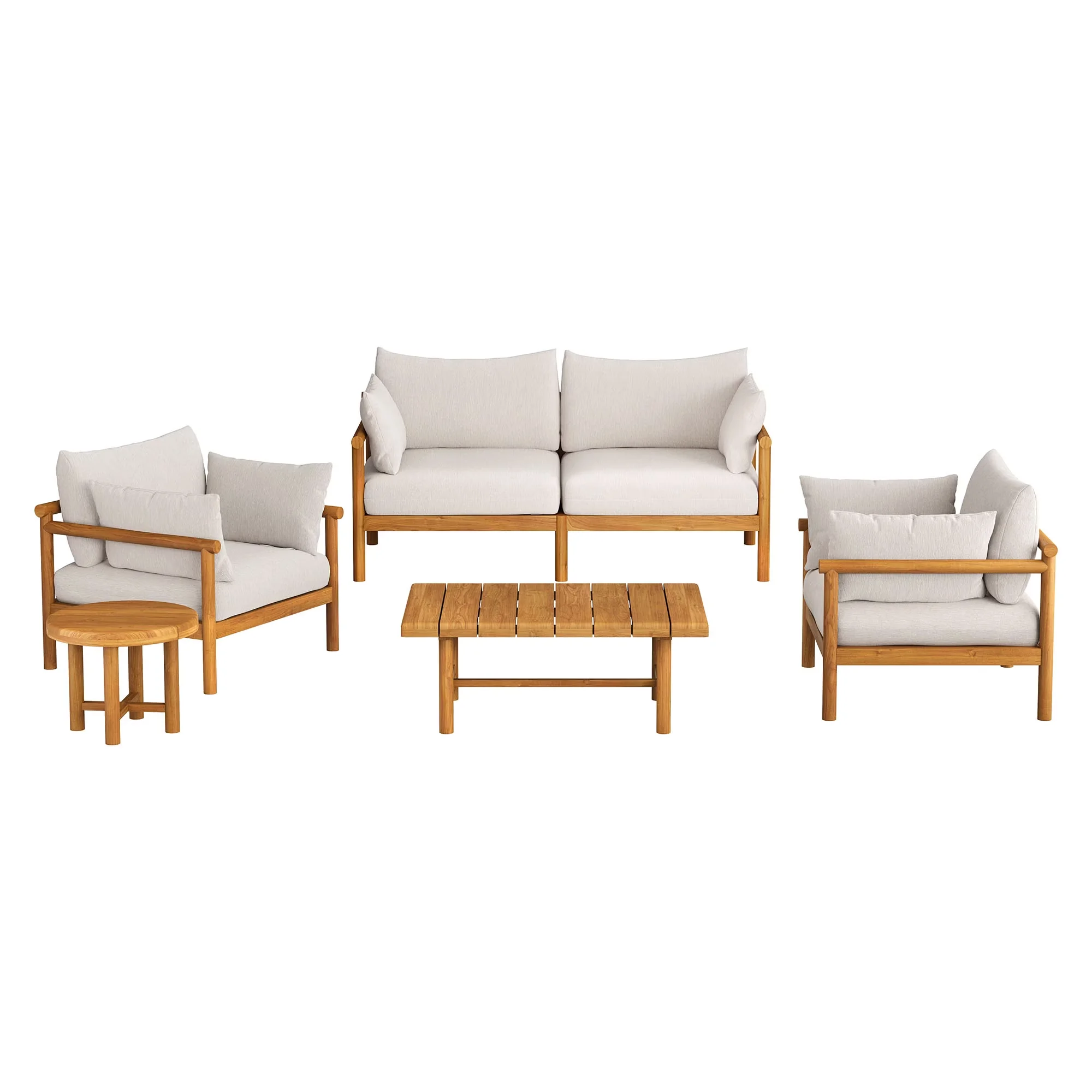 Efficient Patio Conversation Set with Non-Marking Foot Caps, Removable Cushions - Wood White Model A13613