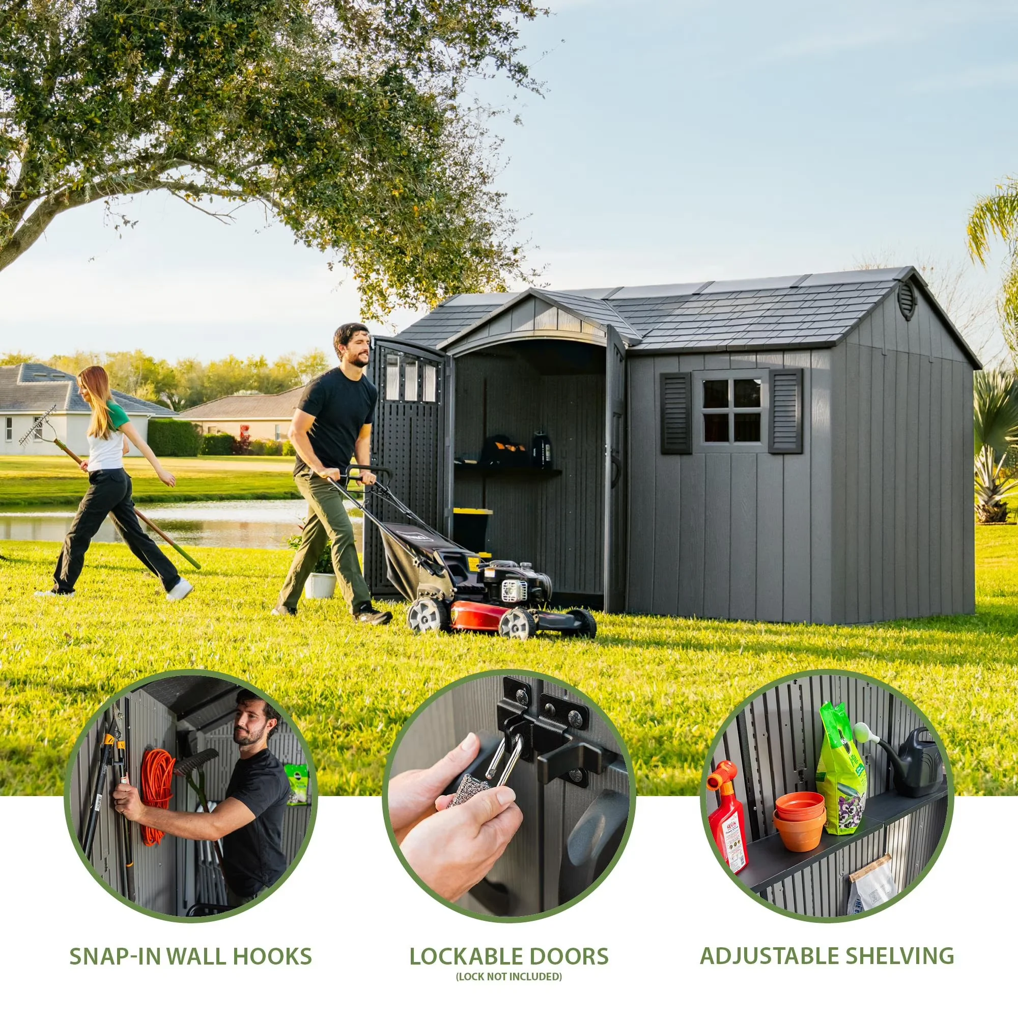 Innovative Shed with Lockable Door, Impact-Resistant, Uv Resistant - Gray High-Density Polyethylene (Hdpe) Model C188F4