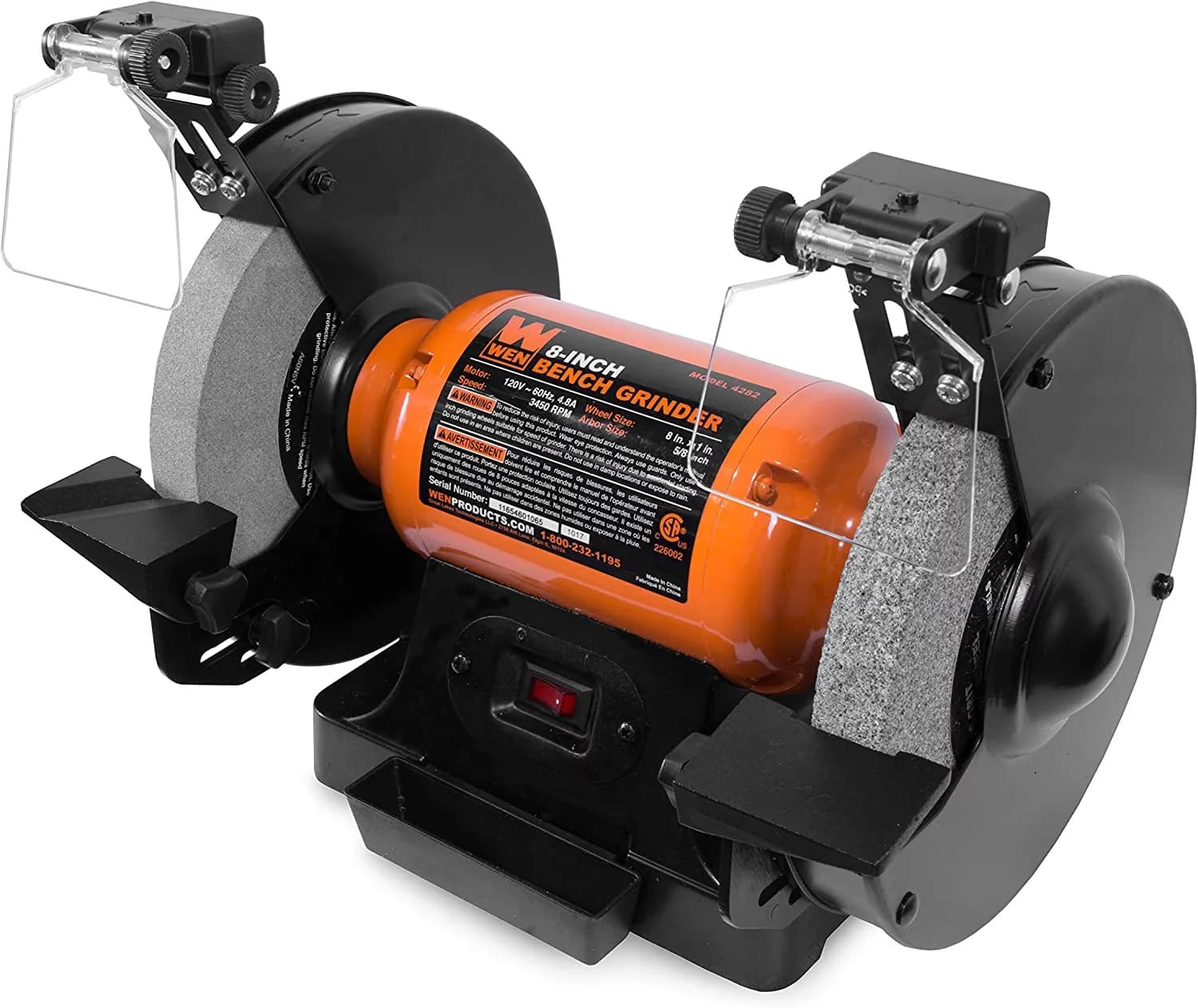 Durable Woodworking with Adjustable, 4.8-Amp, 3450 RPM 8-Inch Bench Grinder Electric - Black Model 0CA8FE
